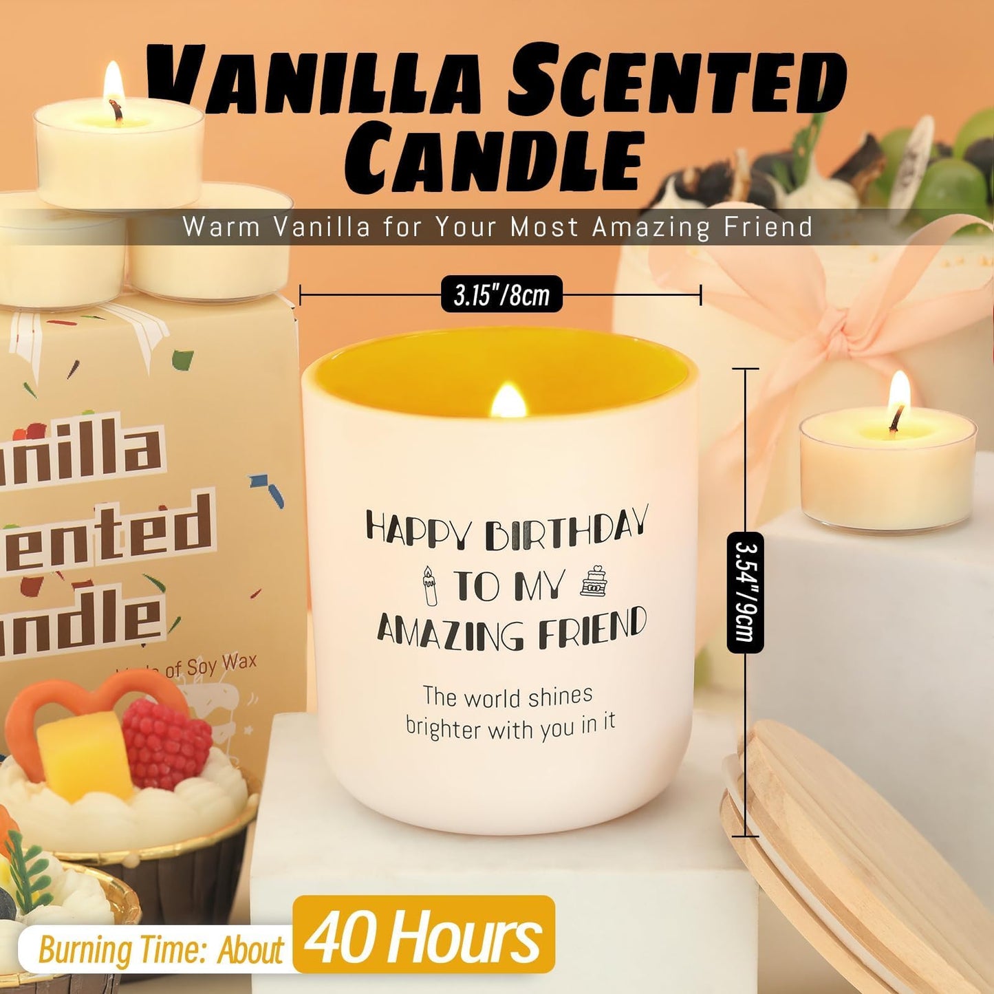 HAVITI Birthday Candle for Women, Vanilla Sugar Scented Candles Soy Wax 8OZ, Luxury Happy Birthday Candle Friend, Mom Sisiter Her Men