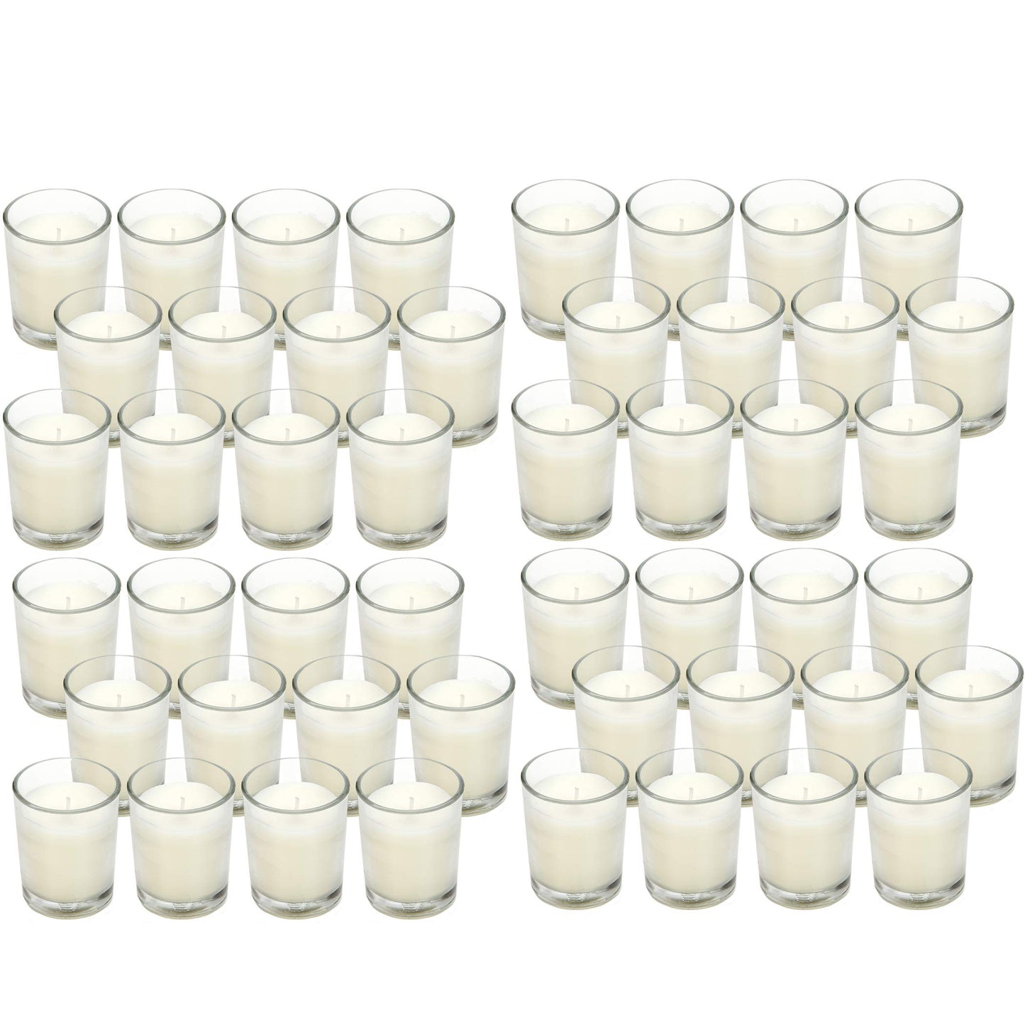 48-Pack Clear Glass Votive Candles – 10–12 Hour Long Burn, Unscented, Ivory, Bulk Set for Weddings, Events & Table Centerpieces – Hosley