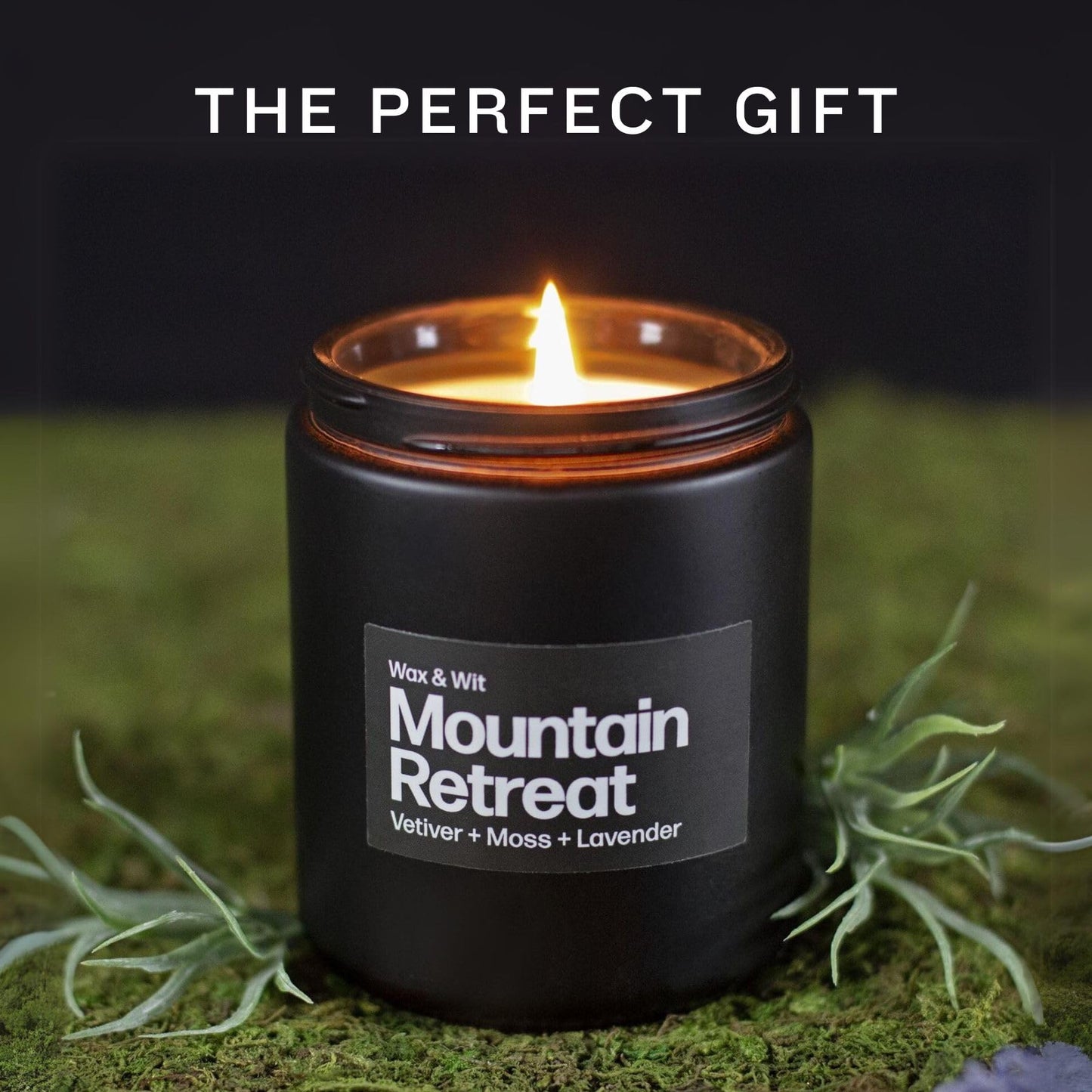 Wax & Wit Black Scented Candles for Men – Mountain Retreat Candle - 9oz, Soy Wax, Cotton Wick, Long Lasting 50 Hour Burn, Aromatherapy for Home - Gifts for Men, Dad, Husband, Boyfriend, Coworker