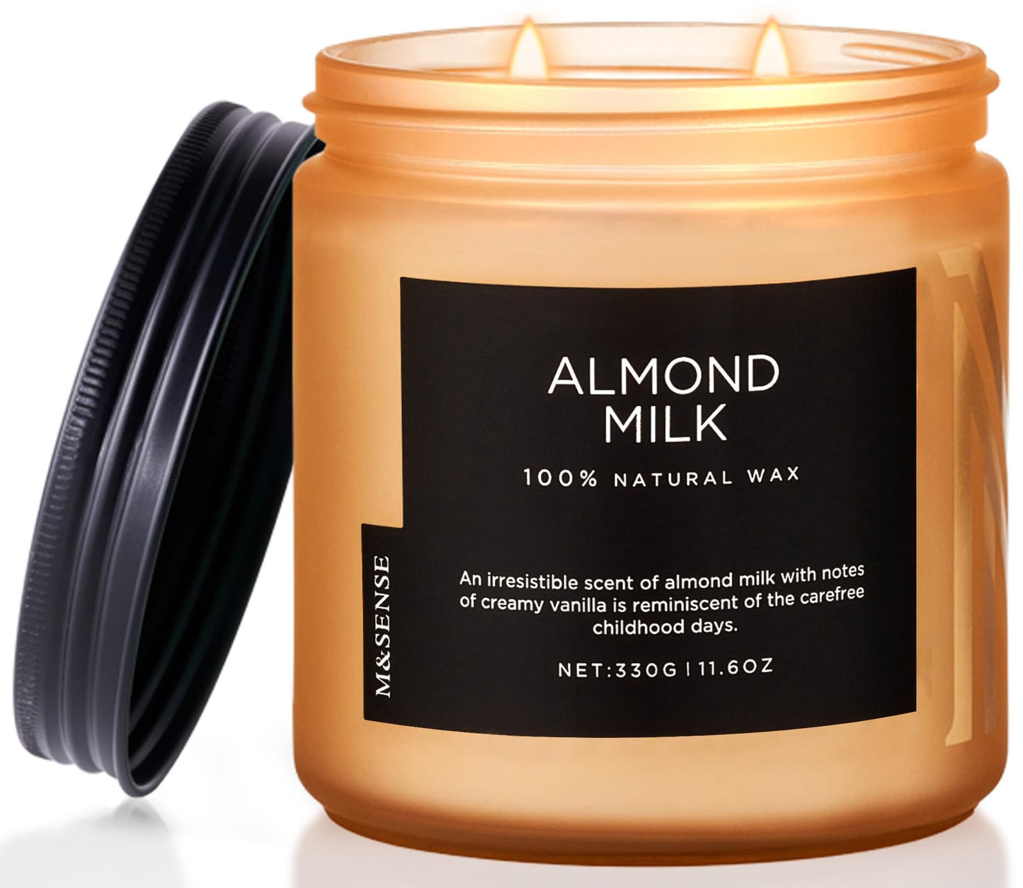 M&SENSE Creamy Vanilla Scented Candle, 11.6oz Clean Non Toxic Home Sweet Scent 70 Hours Burn Time Fragrance Candle for Home Decor 2 Wick Natural Soy Wax