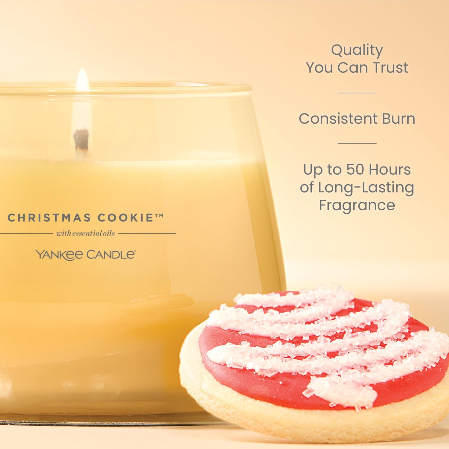 Yankee Candle Studio Scented Candle with up to 50 Hour Burn Time, Premium Plant Wax Blend for Consistent Burn, 10 oz Jar Candle with Room Filling Fragrance, Christmas Cookie