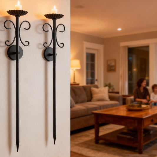 SJBFOOXB Metal Candle Sconce Holder Set of 2 Wall Mount Candle Holders,Modern Wall Candle Sconces Hanging for Living Room Farmhouse Fireplace Wedding