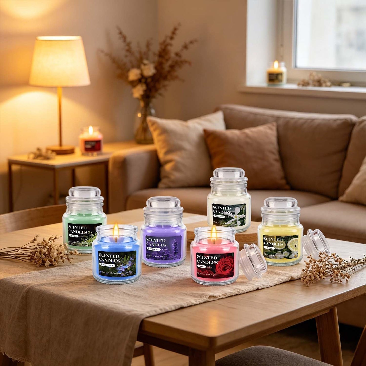 CLTNIKET 12-Pack 3.5oz Scented Candles Gift Set - Natural Soy Wax, Cotton Wick Aromatherapy Candles, Six Different Fragrances for Home Decor & Perfect Summer Gifts.