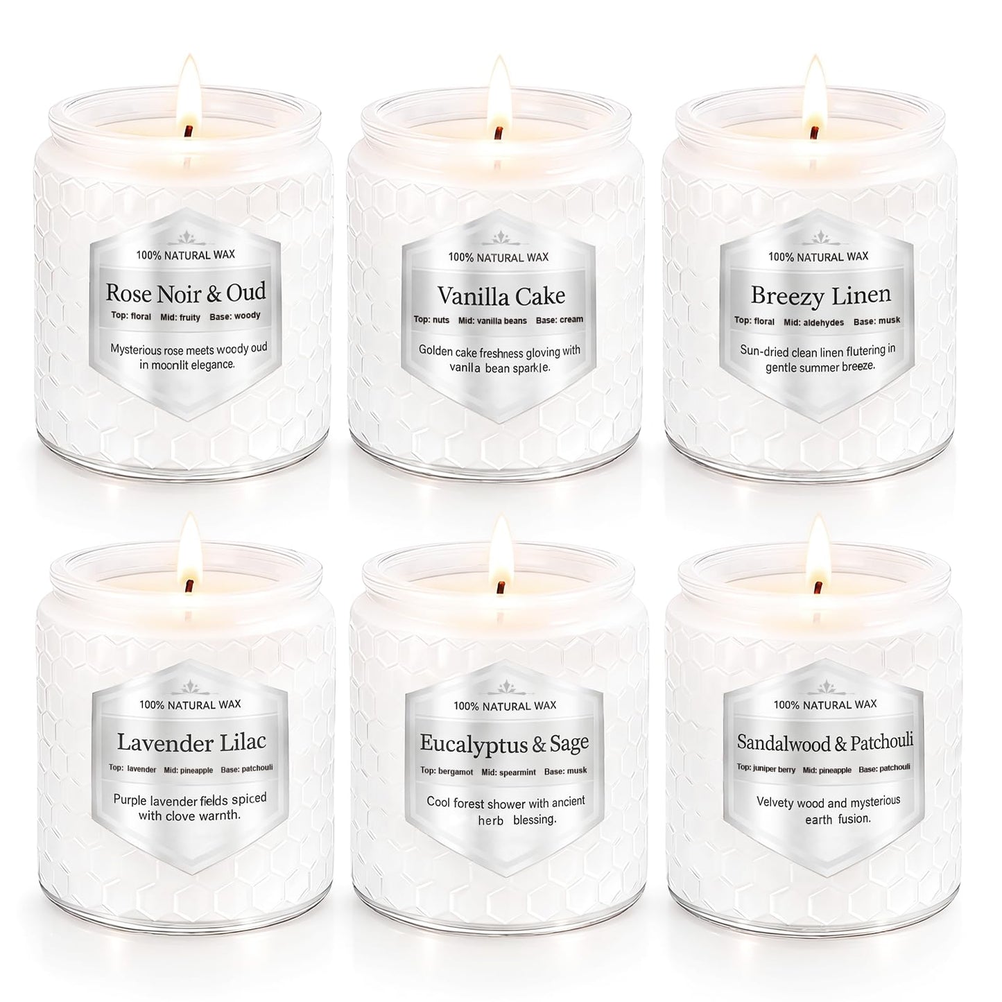 Scented Candles Gift Set for Women, 6 Pack Aromatherapy Soy Candles for Home, Long Lasting Decorative Jar Candles for Birthday, Relaxation, Self Care