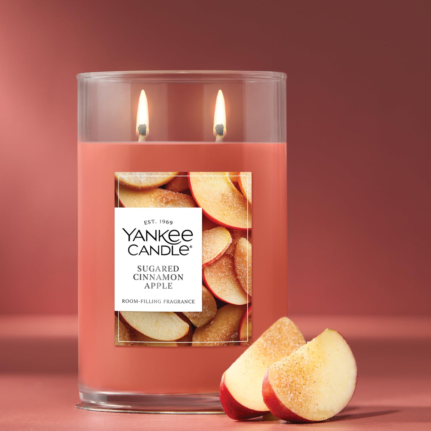 Yankee Candle Large Tumbler Scented Candle with up to 80 Hour Burn Time, Premium Plant Wax Blend for Consistent Burn, 20 oz Tumbler Candle with Room Filling Fragrance, Sugared Cinnamon Apple