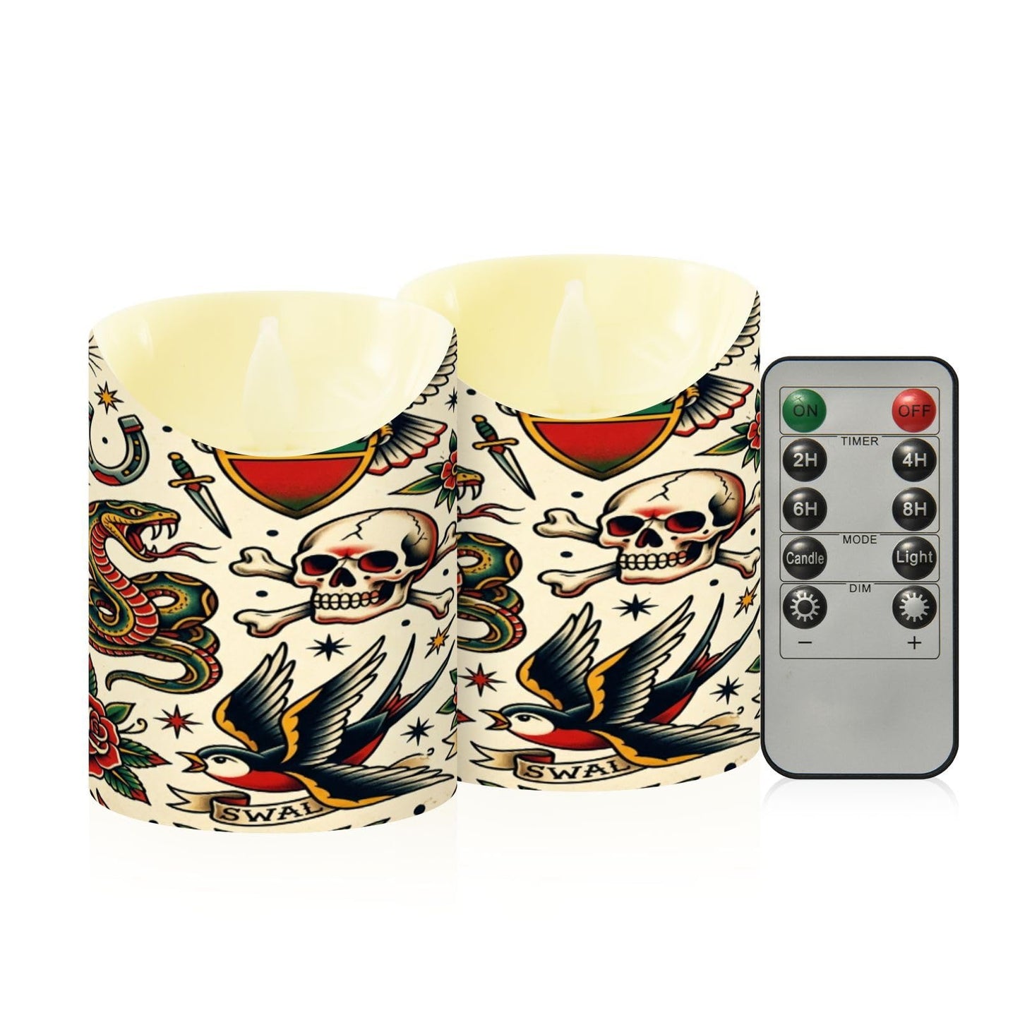 Gravopti Old School 2 Pack Flameless LED Pillar Candles with Remote & Timer, Battery Operated, Flickering Wax Candle for Wedding, Romantic Home & Party Decor