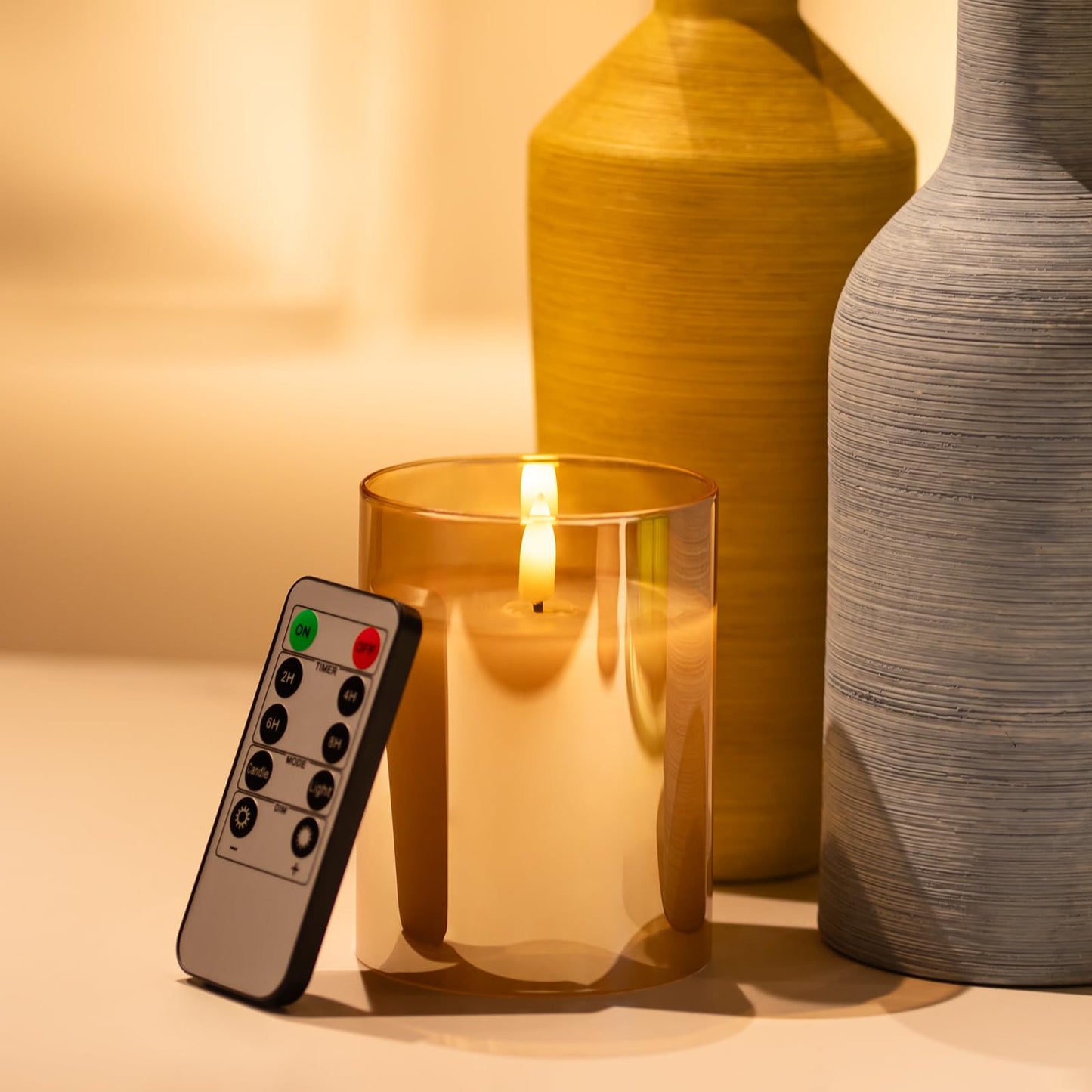 Flameless Candles, Battery Operated Candles LED Pillar Candles with Remote 10-Key Control and Timers for Indoor Home Fireplace Decor Wedding Festival Halloween Decorations, H 4" 5" 6", Set of 3