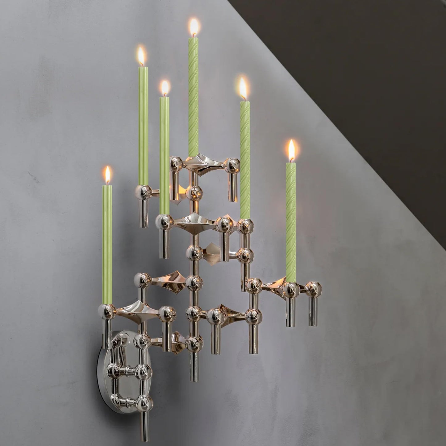 Dripless Unscented Grass Green Spiral Taper Candles Smokeless Long Lasting Burn 10 Inch Roman Column Candlesticks for Home Décor,Set of 6