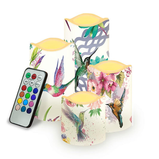 Ystardream Hummingbird Flower Flameless Candles Flicker Spring Summer Theme Decorative Decor for Wedding Date Proposal Easter Dinner Table Home Mother's Day Gift