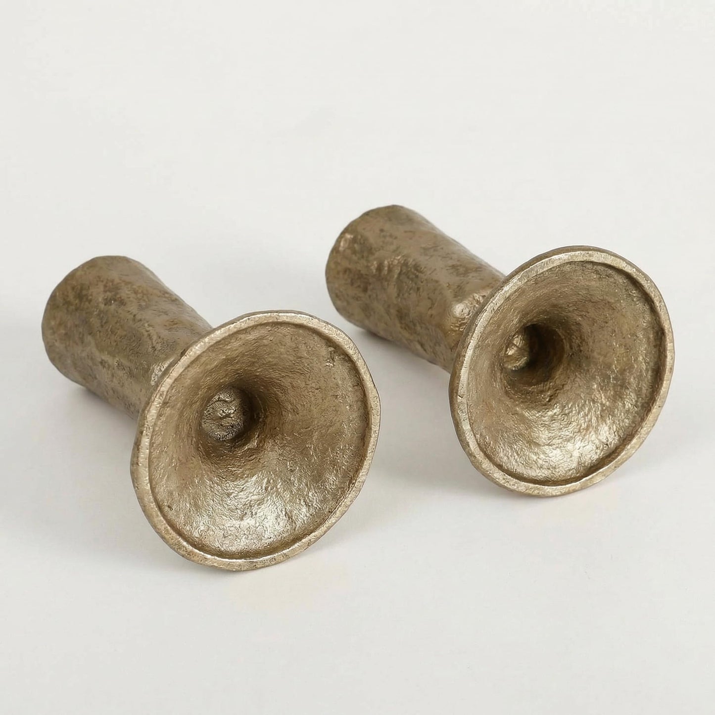 Antique Brass Iron Taper Candle Holders Set of 2, Heavy Candlestick Holders for Table Centerpiece, Gold Candle Stick Holders for Dining, Wedding, Mantel & Home Decor, Fits 3/4 Inch Candles