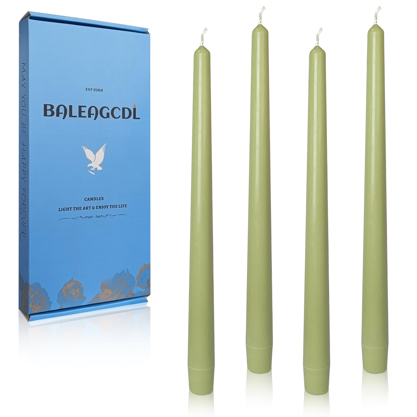 Smokeless Unscented Grass Green Taper Candlesticks Long Lasting Burn 10 Inch Elegant Aromatherapy Candles for Home Décor Holiday Gift Sets
