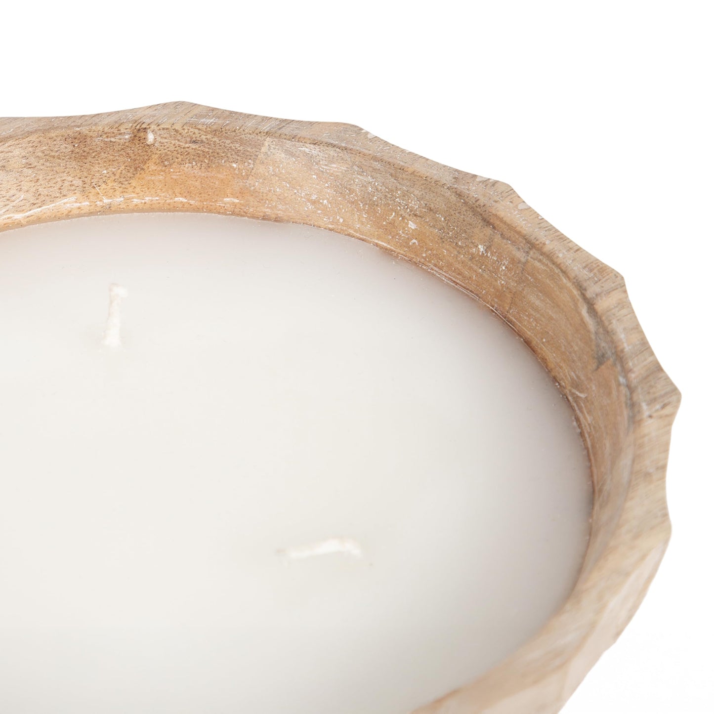 Kate and Laurel Plete Round Pleated Wood Candle Bowl, 8 Inch Diameter, Light Natural, Modern Scalloped Three-Wick Unscented Candle with Decorative Bowl for Living Room Decor