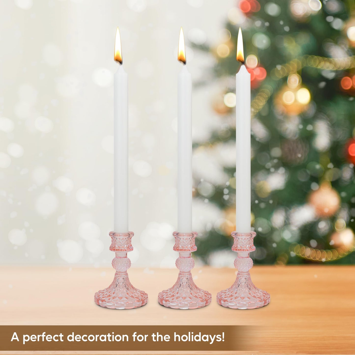 Glass Candlestick Holder Taper and Candle Holder Desktop Decoration for Wedding Dinning Party-3 pcs