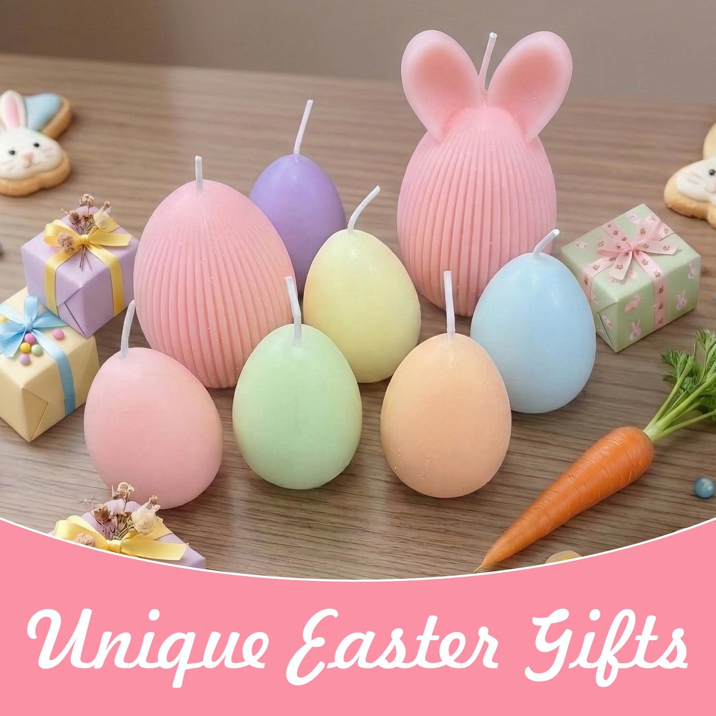 Fieldspark Easter Bunny Candles Green Set, 2.5'' x 4.5'' Flower & Fruit Scented Candles, Cute Rabbit Shaped Easter Gifts for Kids, Home Decor, Spring Celebration, 2 Pcs