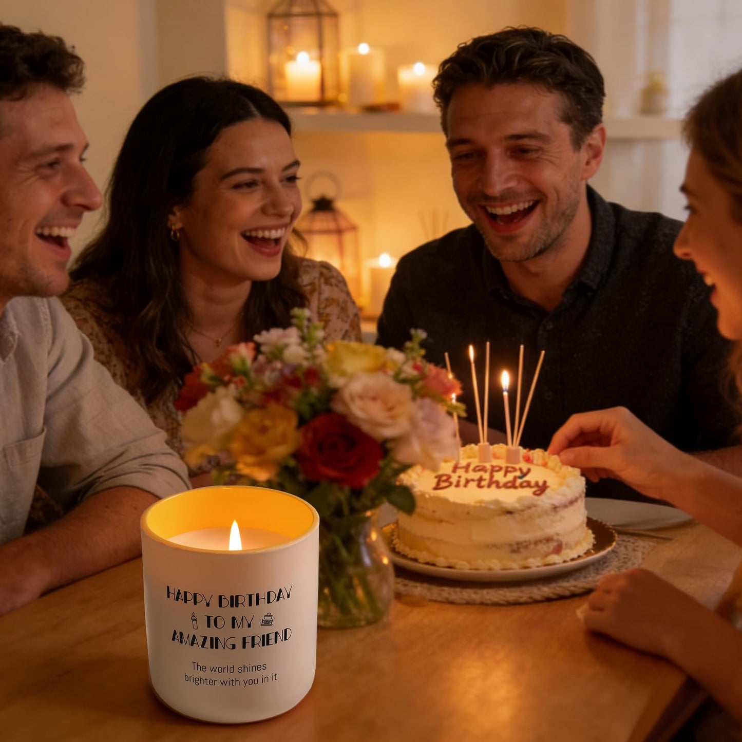 HAVITI Birthday Candle for Women, Vanilla Sugar Scented Candles Soy Wax 8OZ, Luxury Happy Birthday Candle Friend, Mom Sisiter Her Men