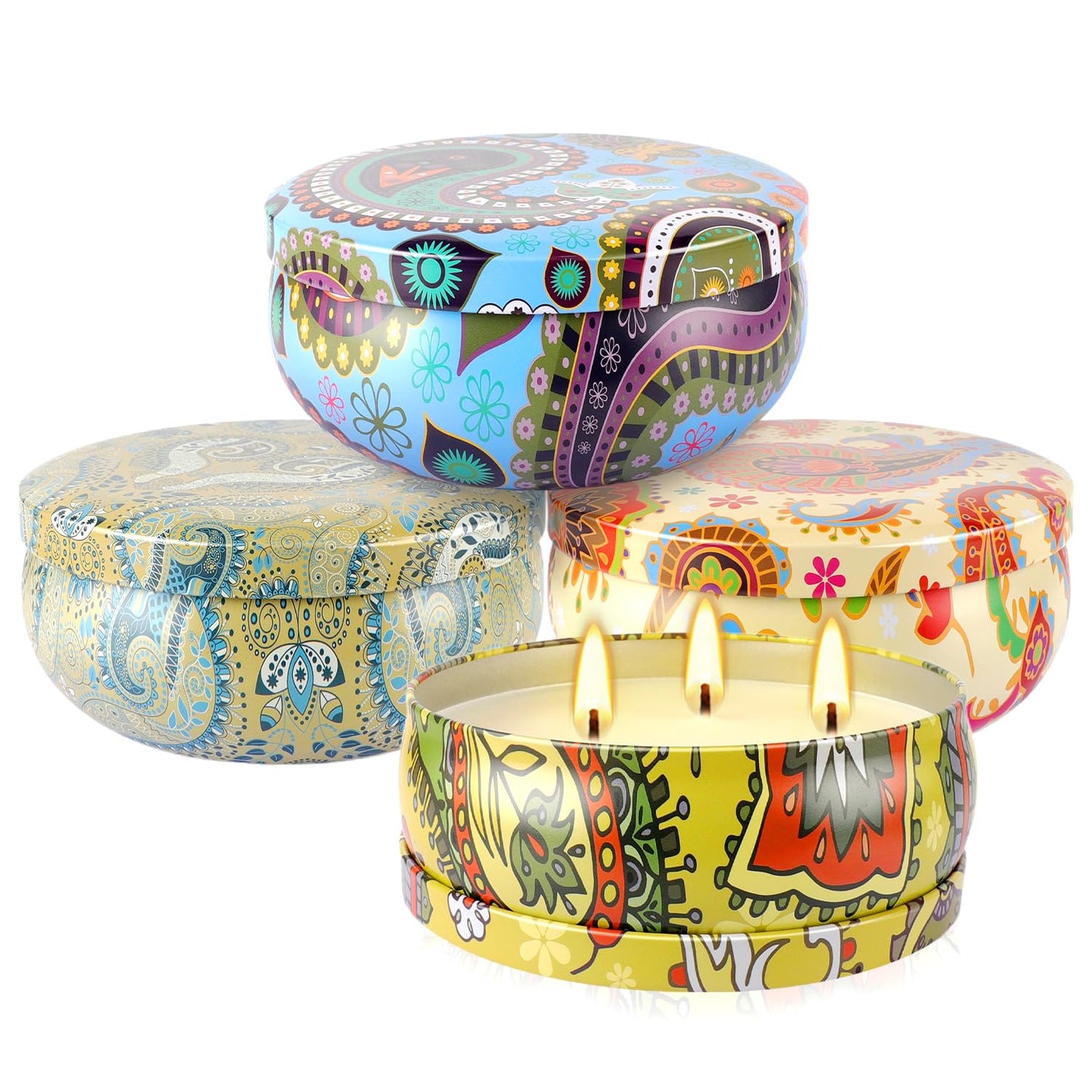Set of 4 Triple Wick Citronella Candles Perfect for Yards, Gardens, Balconies and Camping, Indoor & Outdoor Scented Candles Bulk…