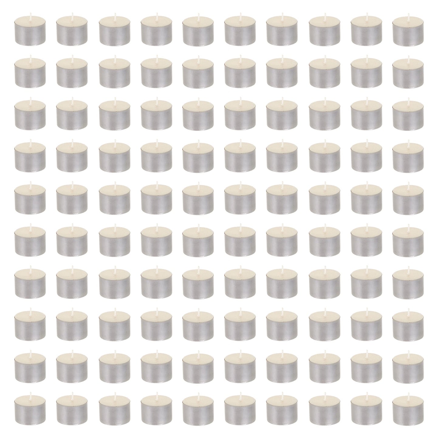 Mega Candles 100 pcs Unscented Jumbo Ivory Tea Lights Candles, Pressed Wax Candle 8 Hour Burn Time, Home Décor, Wedding Receptions, Occasions, Festivities, Events, Meditations, Prayers, Vigil, Altar
