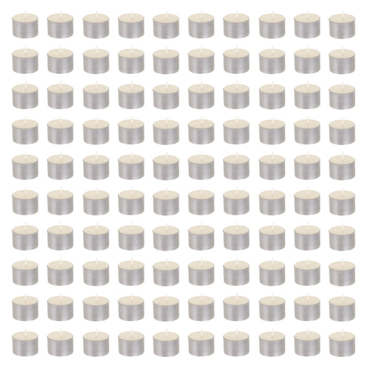Mega Candles 100 pcs Unscented Jumbo Ivory Tea Lights Candles, Pressed Wax Candle 8 Hour Burn Time, Home Décor, Wedding Receptions, Occasions, Festivities, Events, Meditations, Prayers, Vigil, Altar