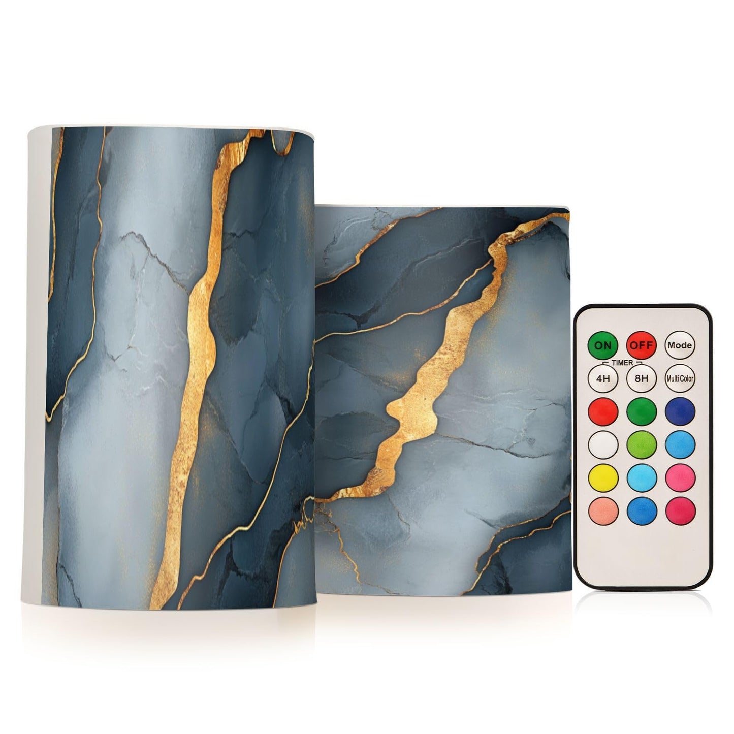 Zathe Flameless Flickering Candles Batteries Flameless Candles Set for Table Marble Brown Gray