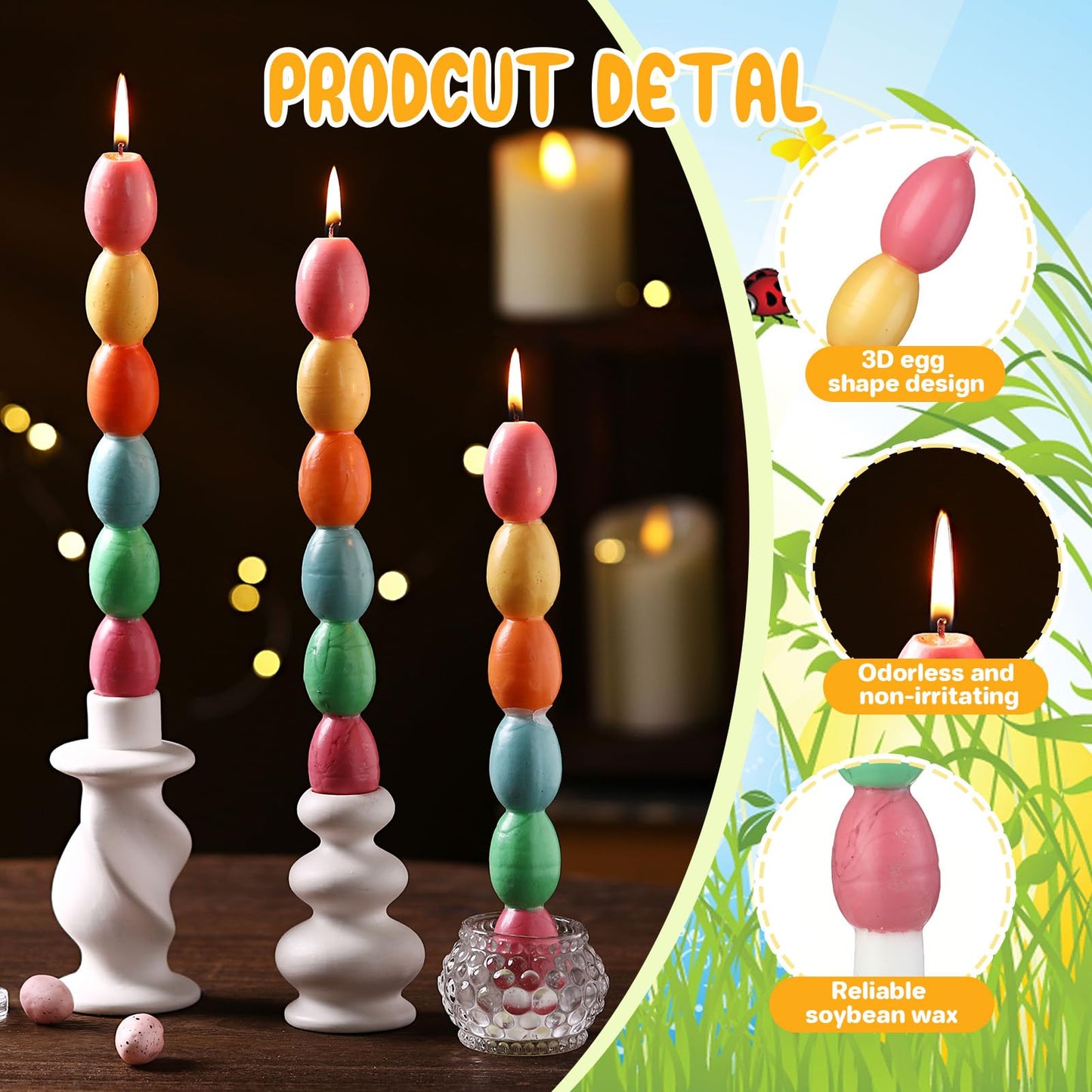 Conelist 4 Pieces Orange Pumpkin Taper Candles, 7.09" Tall Flickering Candlesticks for Autumn Holiday Table Decor & Fall Events, Thanksgiving Dinner, Halloween Parties
