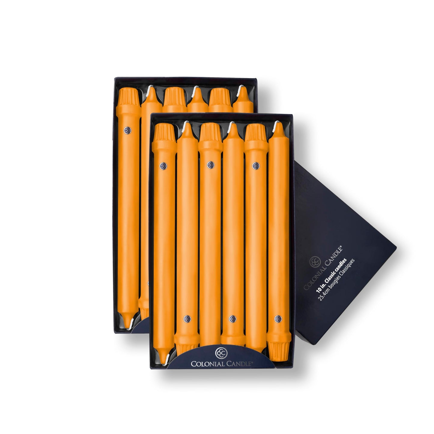 Colonial Candle Unscented Taper Candle, Classic Collection, Caramel, 10 in, Pack of 12 - Up to 8 Hours Burn