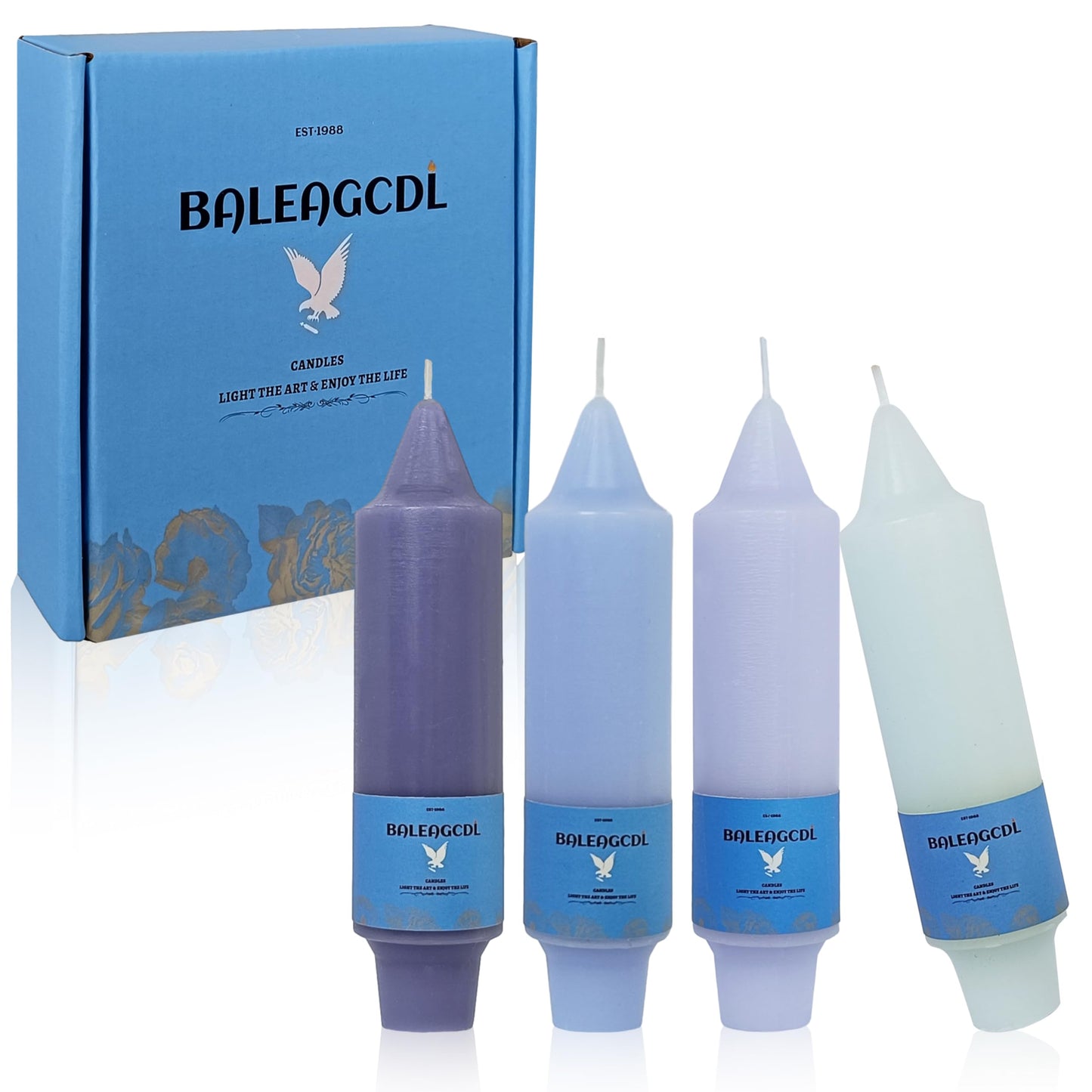Handmade Unscented Twisted Gradient Blue Taper Candles - Long - Lasting, Smokeless, Elegant Candlesticks, 5 - Inch for Home Décor, Weddings, Festive Seasons