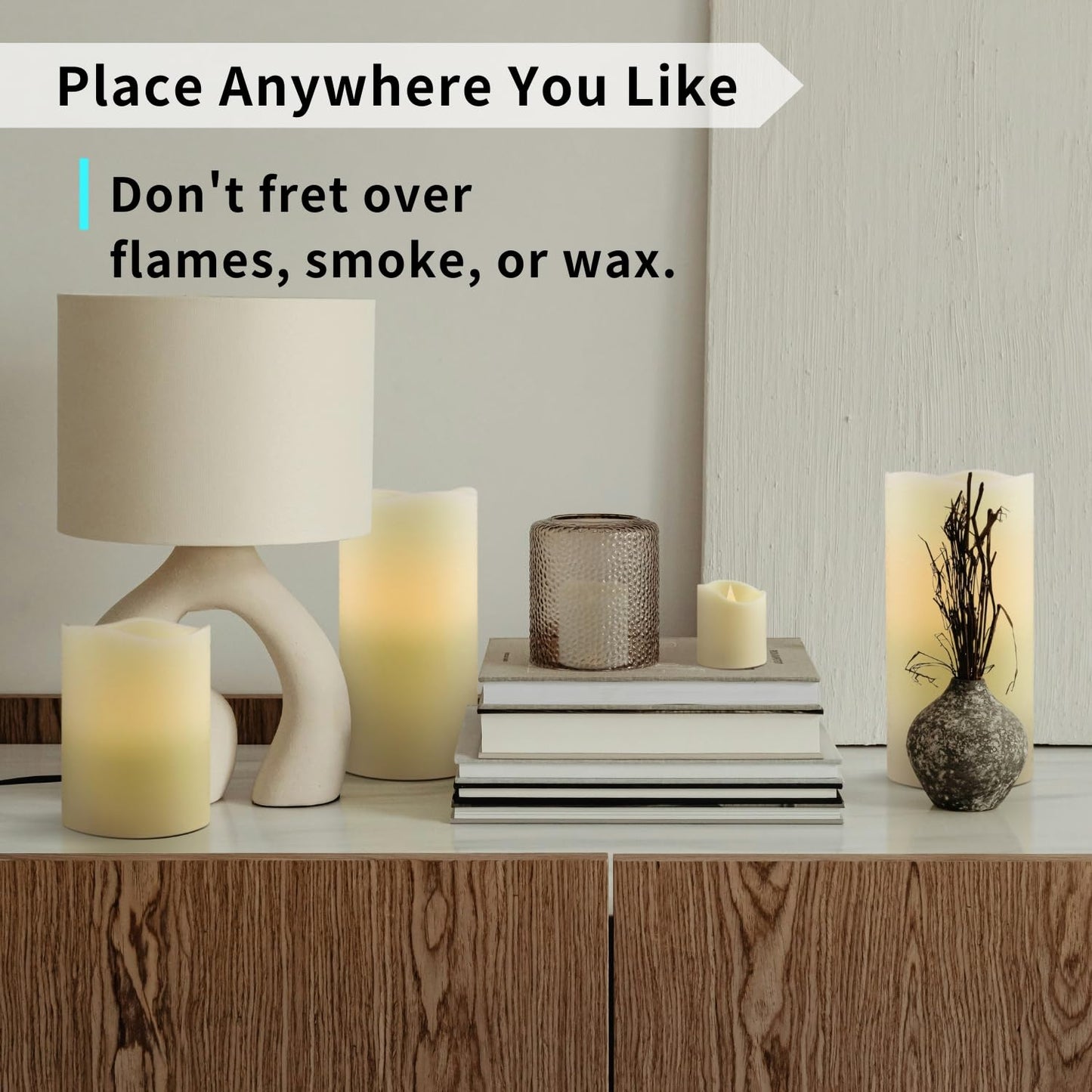 FURORA LIGHTING Ivory Flameless Candles - Real Wax, Adjustable Brightness, Remote & Timer - 4 Pillars (3x4, 3x6) and 4 Votives, 8-Pack, Battery Operated