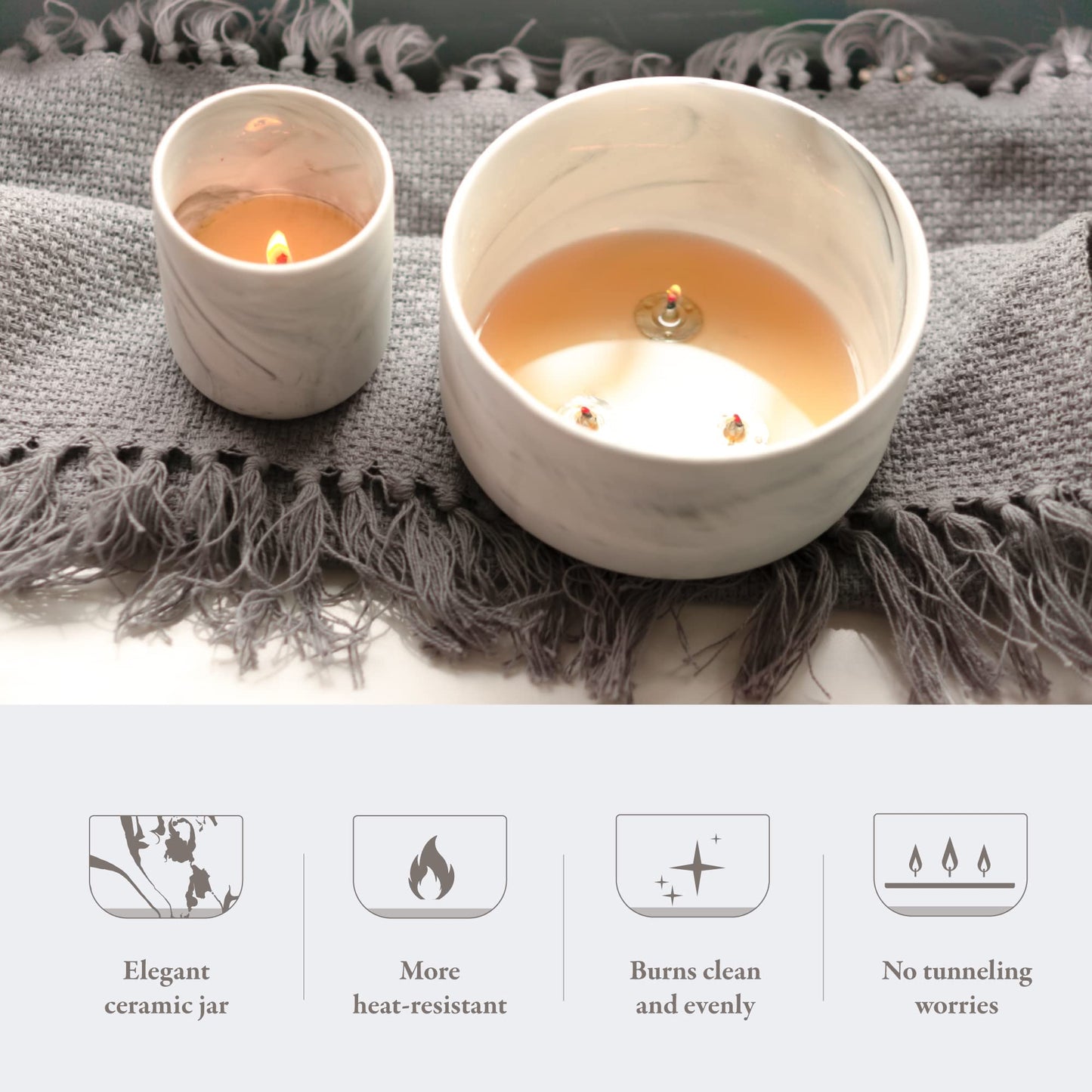 Vanilla Caramel Soy Candle, 14.8oz Soy Wax, 3 Wicks, Long-Lasting with Heat-Resistant Ceramic Jar, Soy Candles for Home Scented, Large Candle Gift for Womens at Living rooms Bedrooms Bathrooms Offices