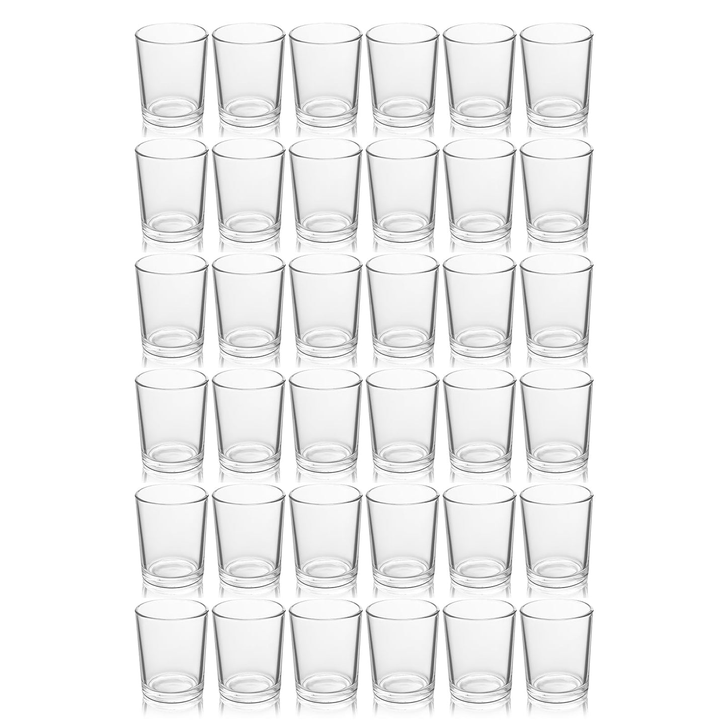 BTGLLAS 36pcs Clear Glass Tea Light Holders - Votive Candle Holders Bulk for Weddings Events - Glass Votives for Wedding Centerpieces, Christmas, Thanksgiving - Candle Accessories Decor (36, Clear)