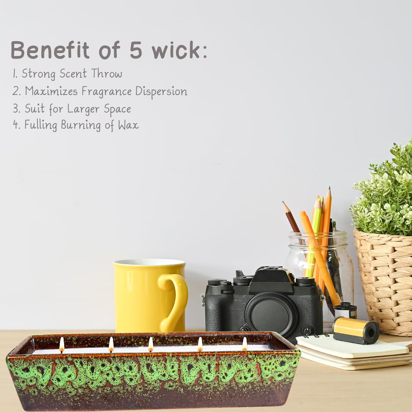 Scented Candles - 5 Wicks Large Peppermint Candle for Home Scented, 24 oz Aromatherapy Candle Gifts for Women, Decorative Natural Soy Candles with Long Lasting for Mother's Day Birthday Anniversary