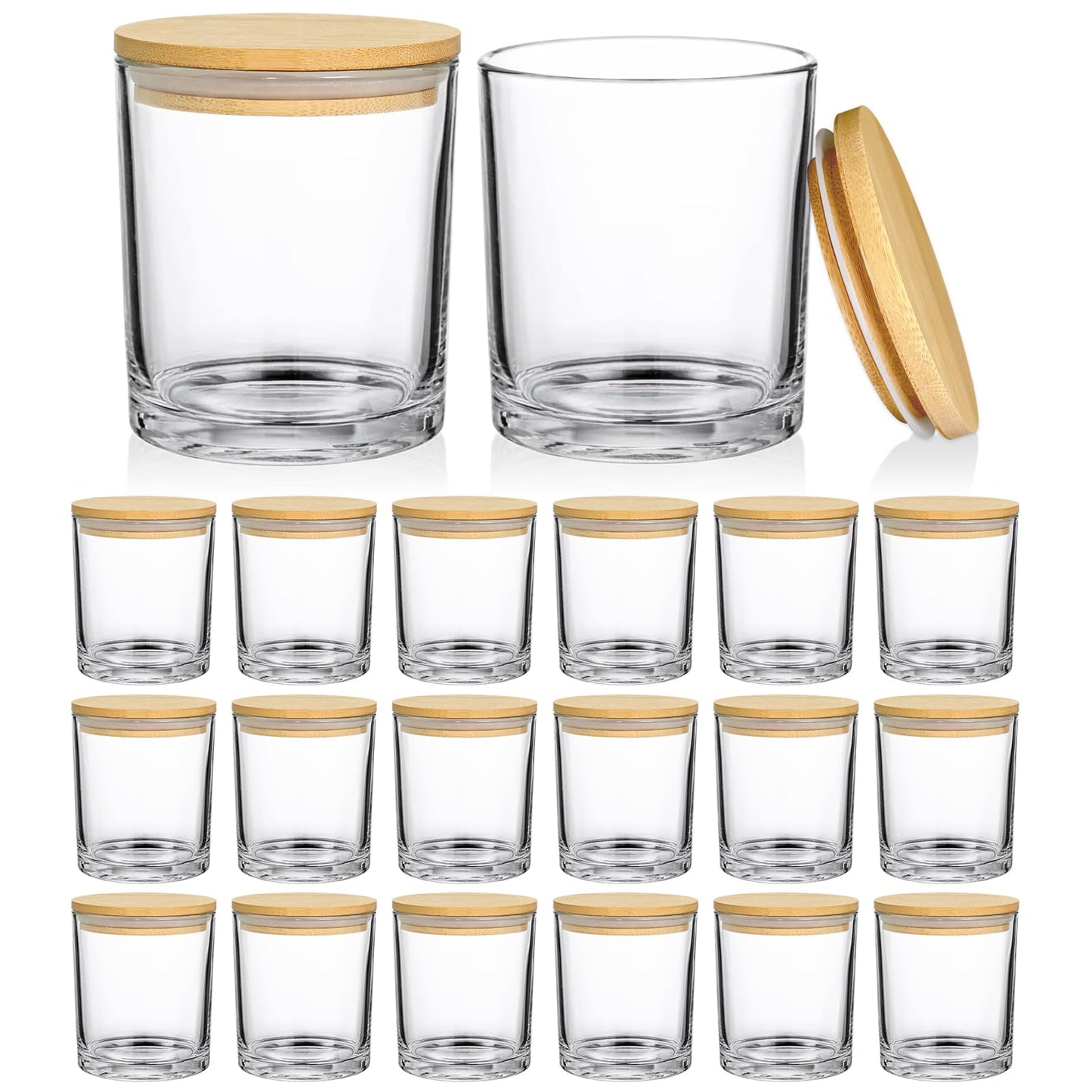 SUPMIND 20 Pack 14 fl.oz Glass Candle Jars - Clear Empty Candle Vassels with Bamboo Lids, Bulk Containers Jars for Making Candles 12 14 fl.oz