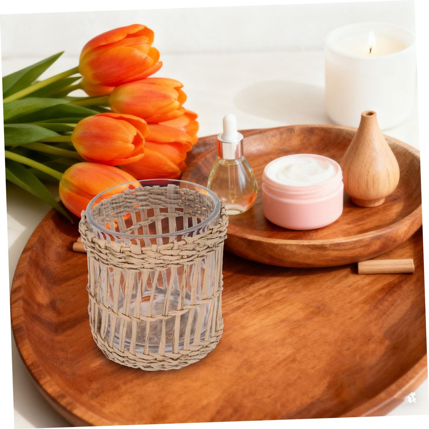 Ipetboom Glass Tea Light Candle Holders Cylinder, 7cm Glass Candlestick Holder Cups for Home Décor and Party Table Centerpiece