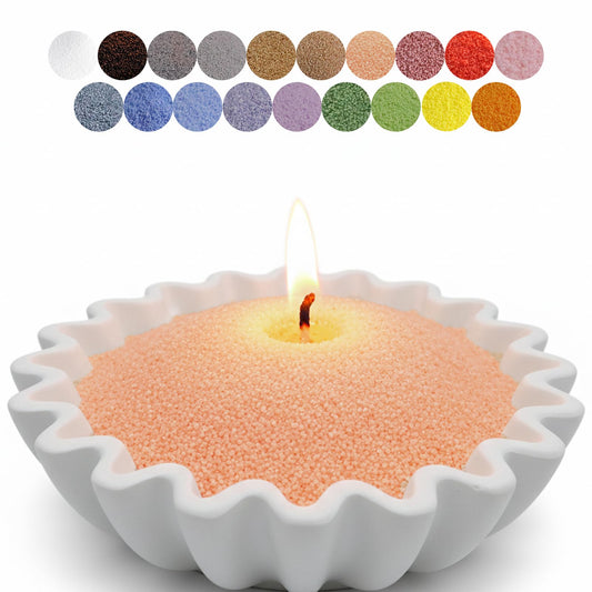 Aufien Candle Sand with Wicks, 21.4 Oz Pearled Candle, DIY Bead Powder Sand Wax Making kit Refillable Non Toxic for Handmade, Mother's Day Wedding and Halloween Christmas Decorations Khaki