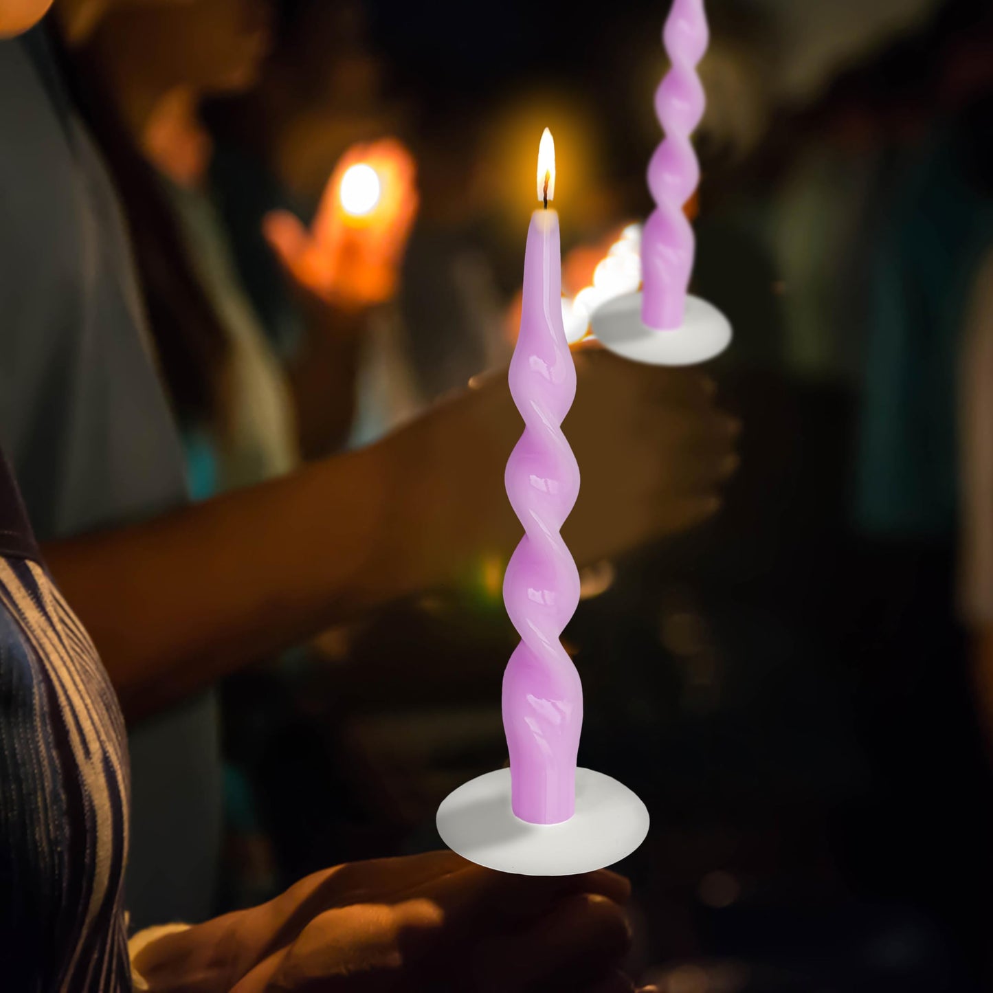 Spiral Taper Candle Tall Twisted Candlesticks -10 INCH Purple Candle Sticks Long Tapered Candle Unscented Candles with Candle Drip Tray for Holiday Wedding Party Home Decoration