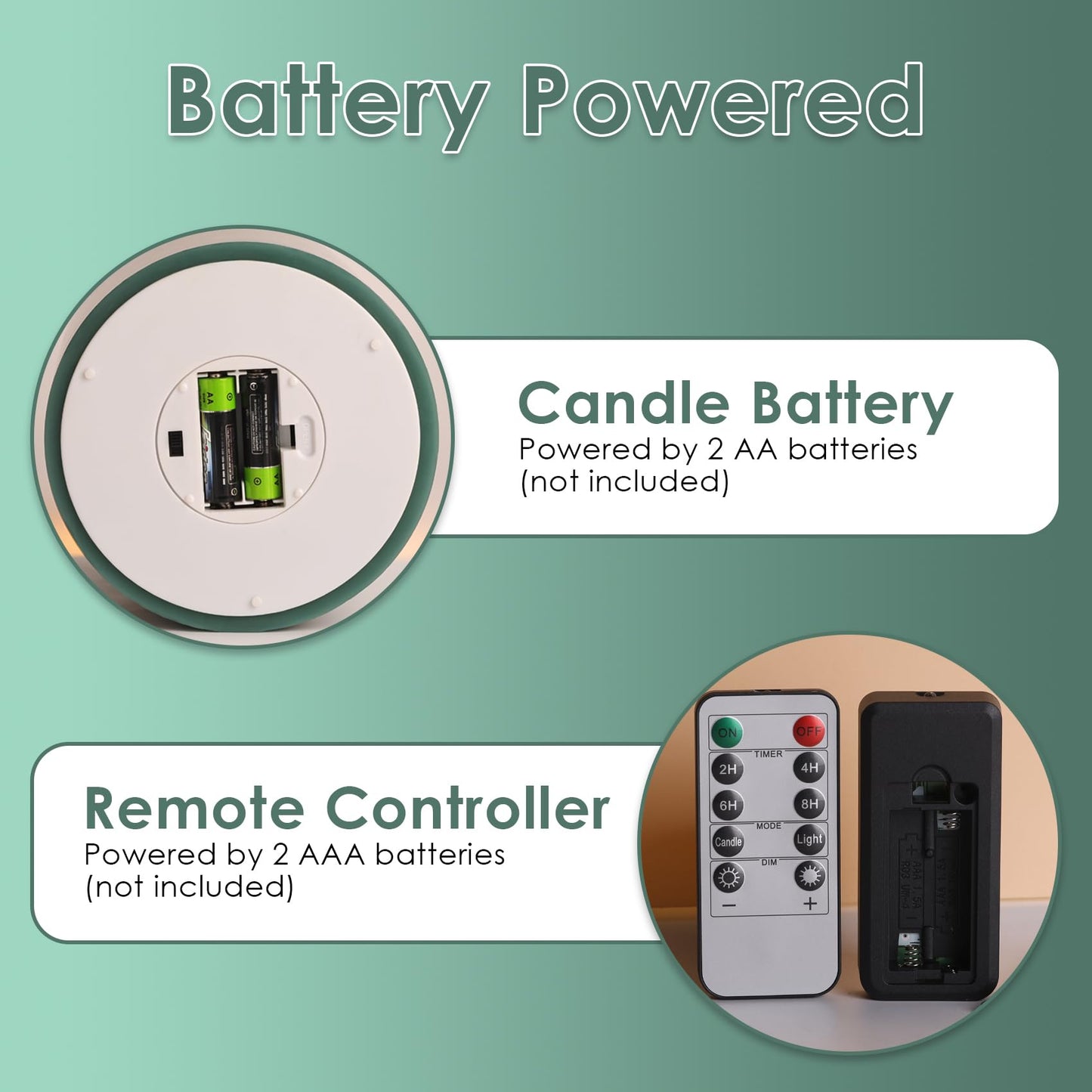 Girimax Green 3 Wick Flameless Candle with Remote, 6x6 inch Large LED Pillar Candle Battery Operated Real Wax Flickering Home Shelf Table Decor