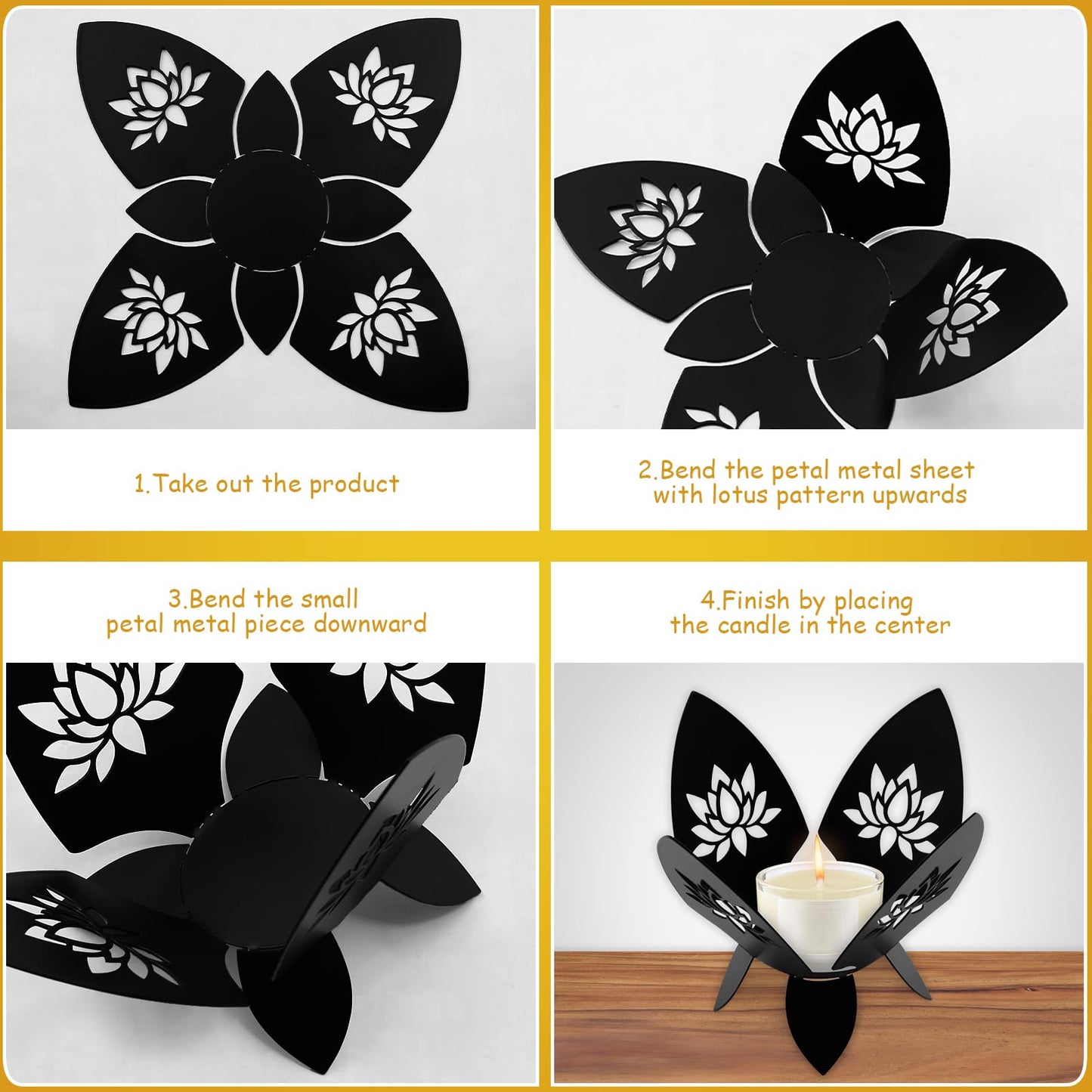 2 PCS Lotus Candle Holder Hollow-Out Lotus Tealight Candle Holder Shadow Lotus Pattern Flower Shape Candlestick Iron Diwali Decorative Candle Holders for Home Christmas Wedding Decor