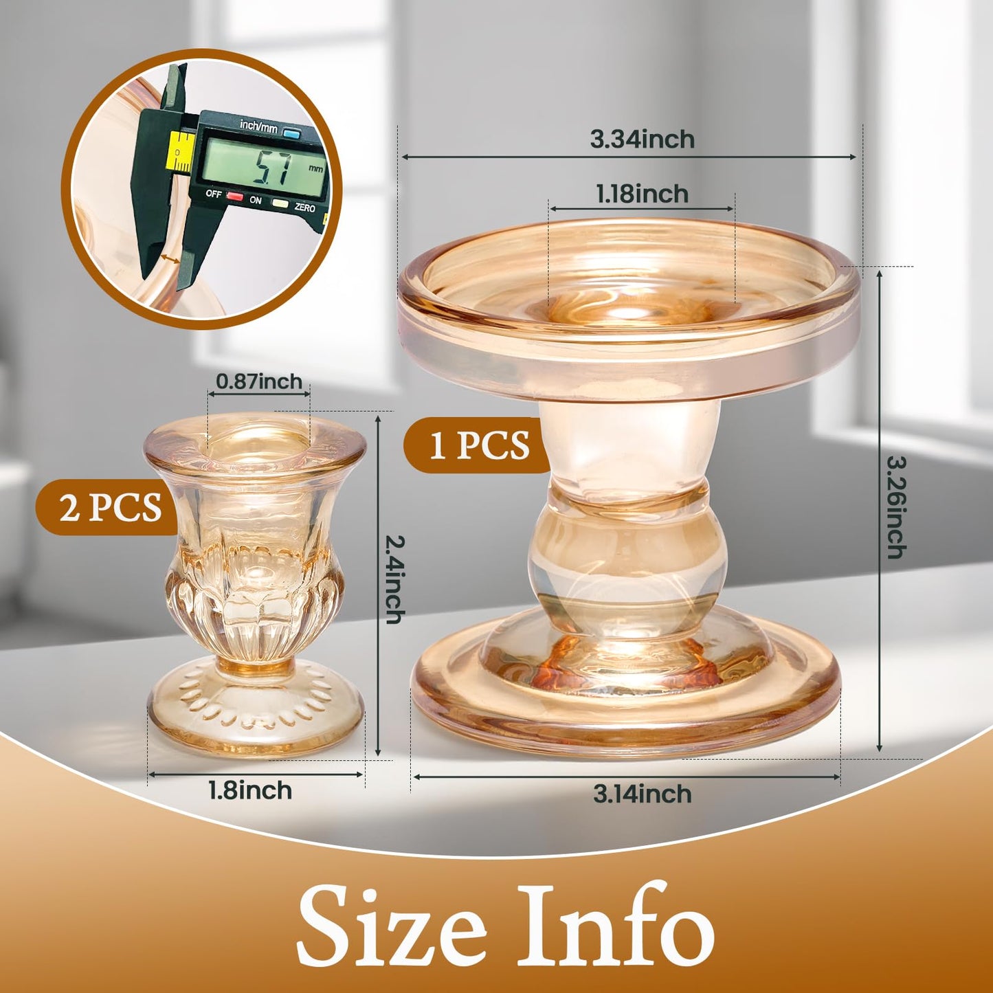 CHILL RECIPE Unity Candle Holders Glass Candlestick Holders for Pillar Candles Taper Candles, Crystal Taper Candle Holders for Weddings Table Centerpiece Dinning(Gold)