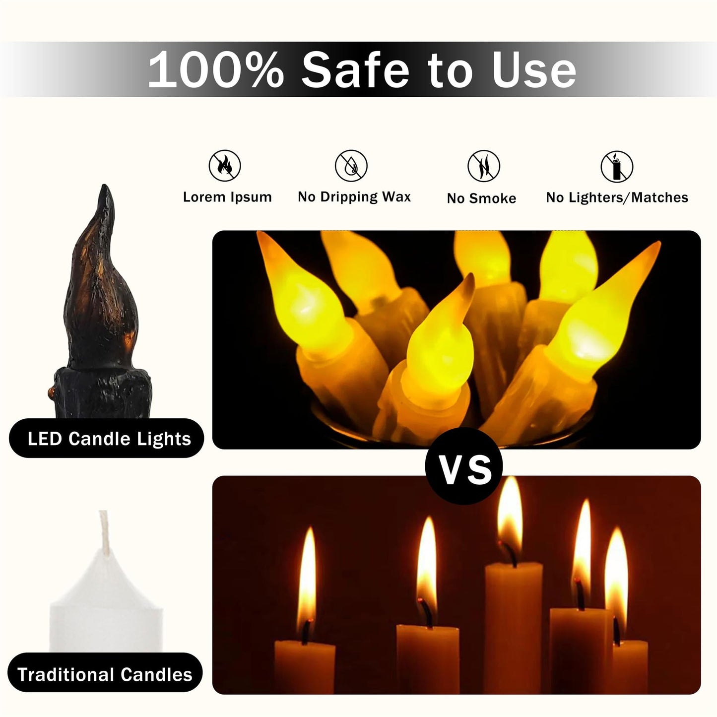 Gedengni Magical Candlesticks Flameless Taper Candle, 2pcs Black LED Tapered Candles Remote Dipped Candle 6inch Battery Chandelier for Enchanting Weddings and Harry Potter Inspired Vigils(LW2P-BA)
