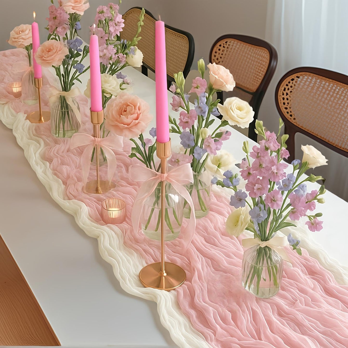 Ksefey 10 Inch Pink Taper Candles Set of 6 - Dripless,Unscented,8 Hours Burn Time-Perfect for Wedding,Dinner,Party and Home Decor