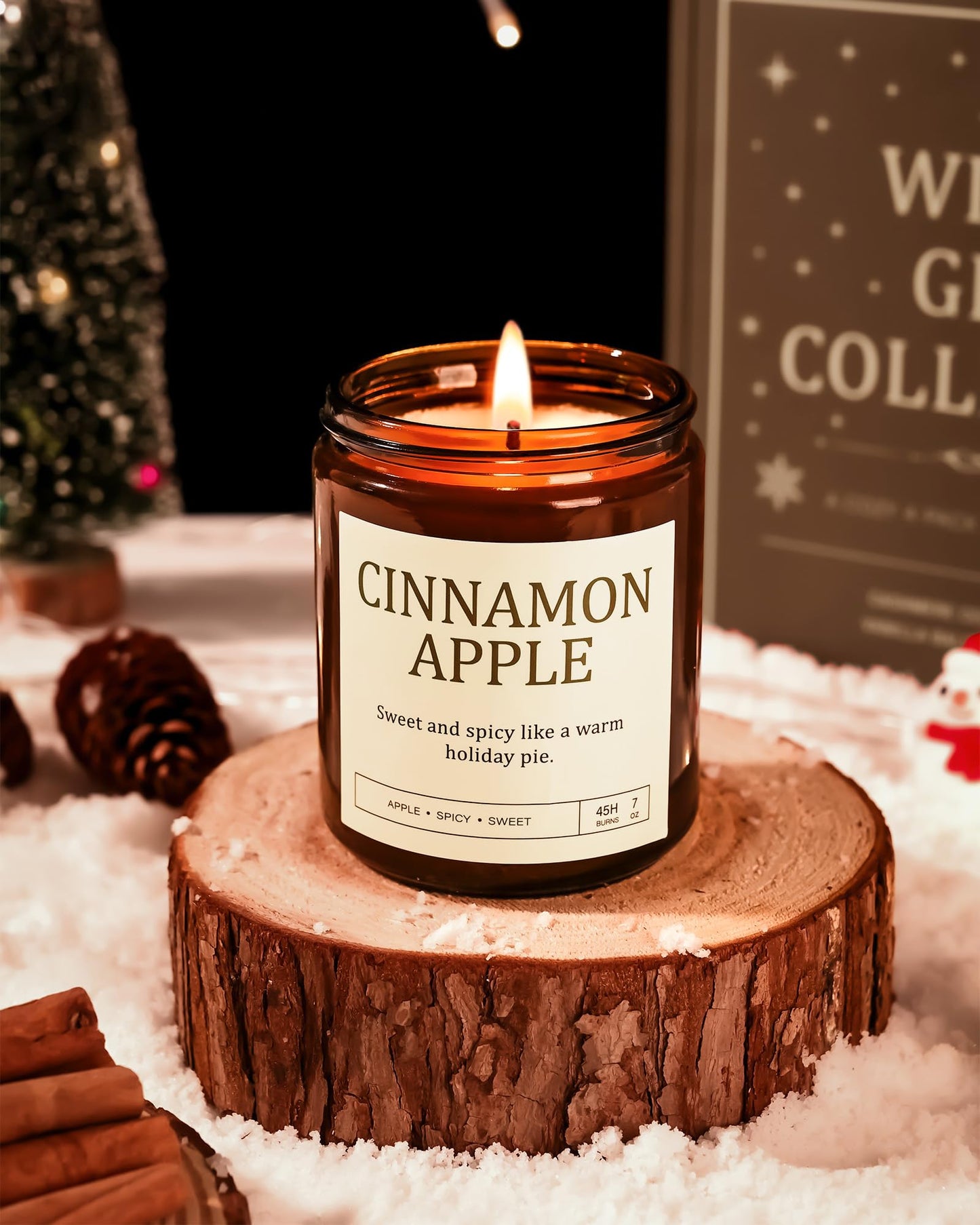 Scented Candles Gift Set for Women - 4 Pack Soy Candles for Home Scented, Long Lasting Winter Candle Set with Cashmere Cedar/Fireside Glow/Cinnamon Apple/Vanilla Balsam, Birthday Valentine's Day Gifts