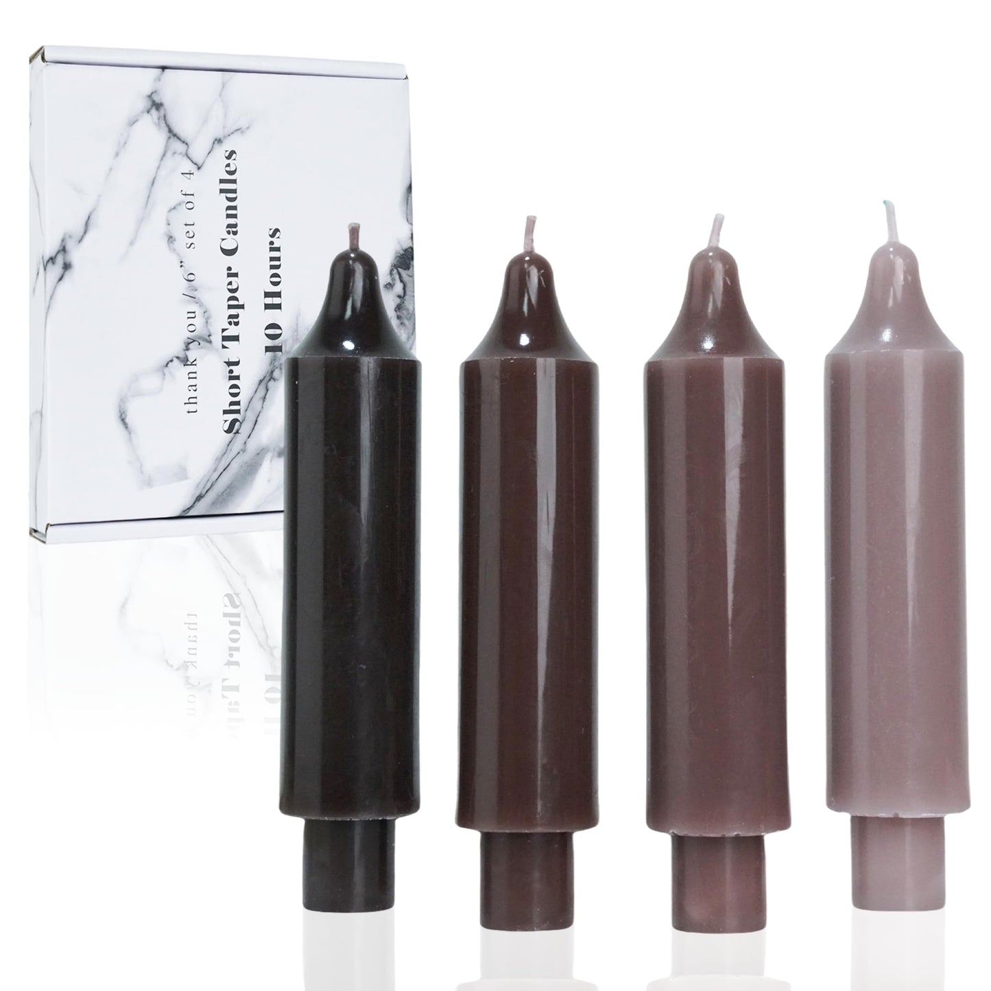 LPUSA Candlesticks Short Taper Candle Brown Candle Sticks Dripless Tapered Candles for Christmas Home Decor 6 inch Set of 4,Gradient Brown