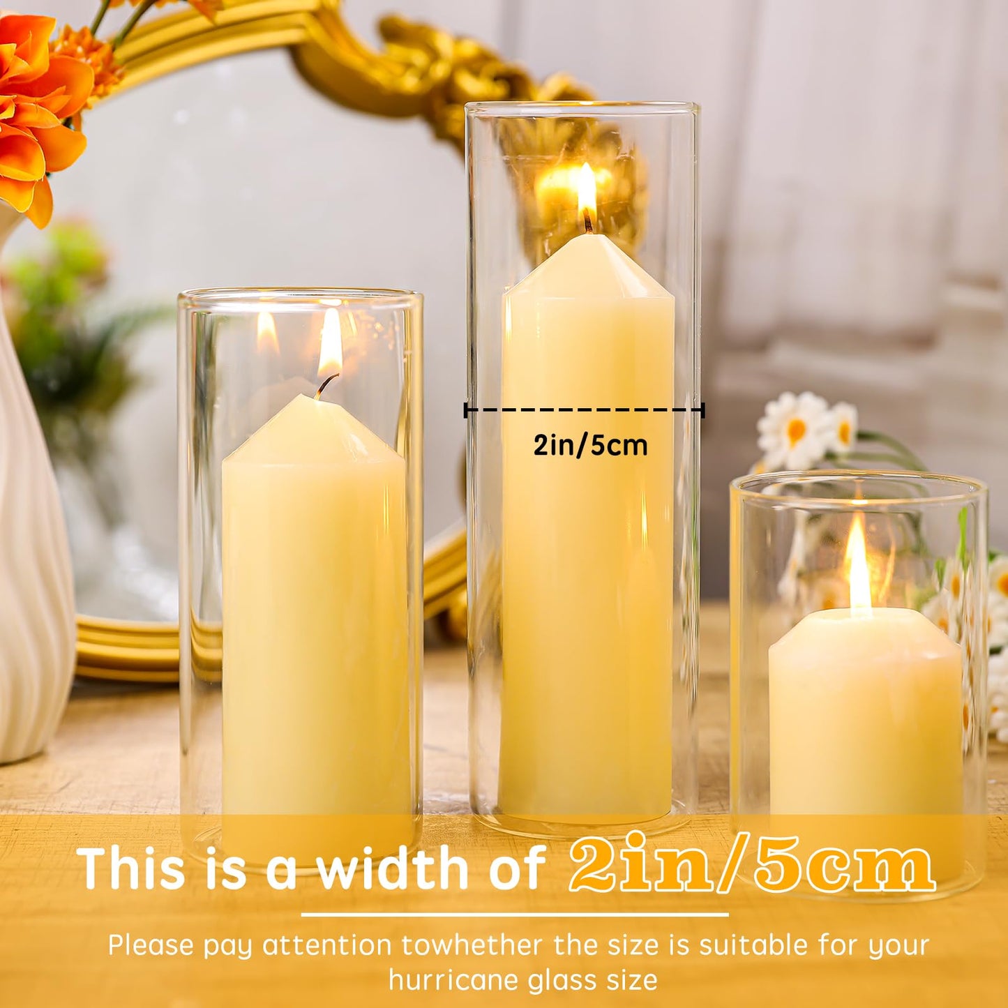 12 Packs Ivory Pillar Candles for Centerpiece, 2x3 2x6 2x8 Inch, Classic Unscented Wedding Candles for Hurricane, Dripless and Smokeless Candles for Party, Home Decor, Mantels