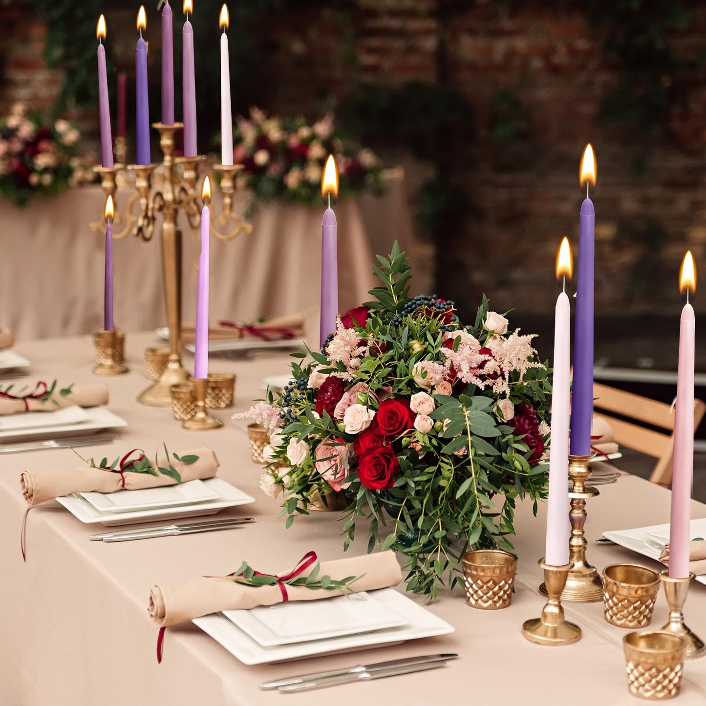 Nuanchu Taper Candles 10 Inch (H) Dripless Tapered Smokeless Long Tall Unscented Dinner Candle for Wedding Party Home Decor Candlesticks, Long Burning