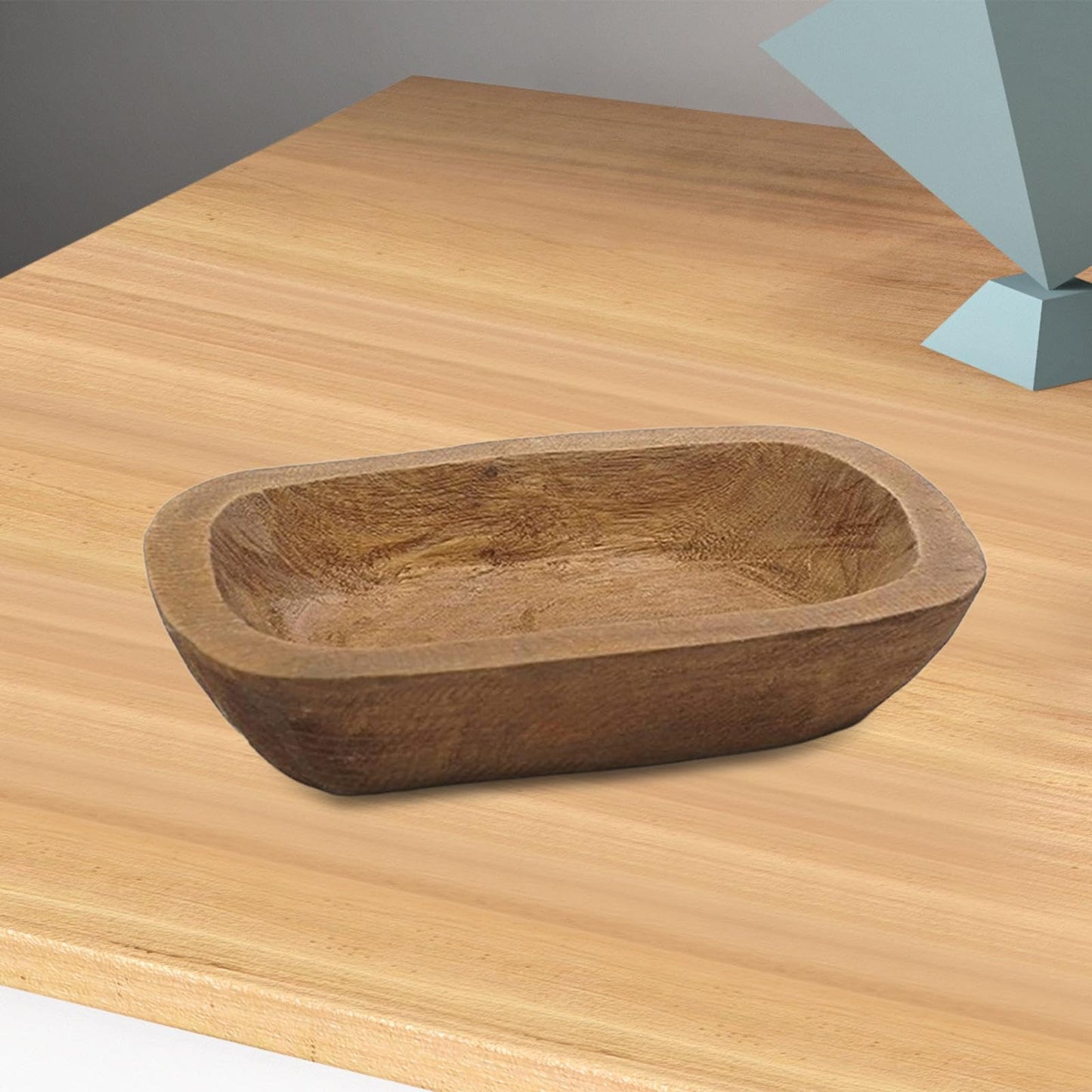 Bowl for Candle Making Hand Carved Wooden 9.8 x 5.9 inch Rustic Decorative for Bread Making Dining Room Home Decoration