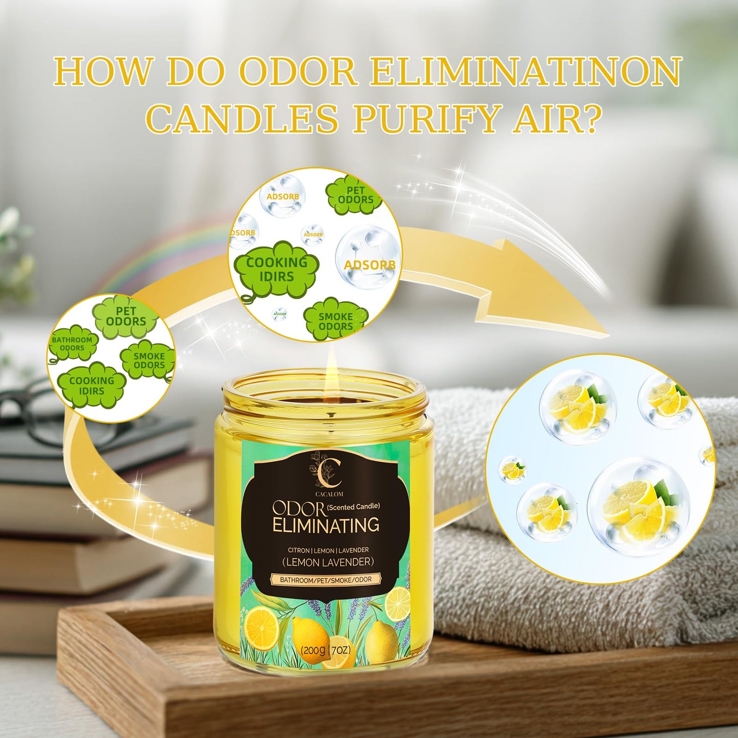 Lavender Odor Eliminating Candles, Pet Scented Candles for Home, Single Wick Soy Candle Gifts for Women, Men, Ideal for Creating Relaxing Atmosphere, Over 50 Hours of Burn Time