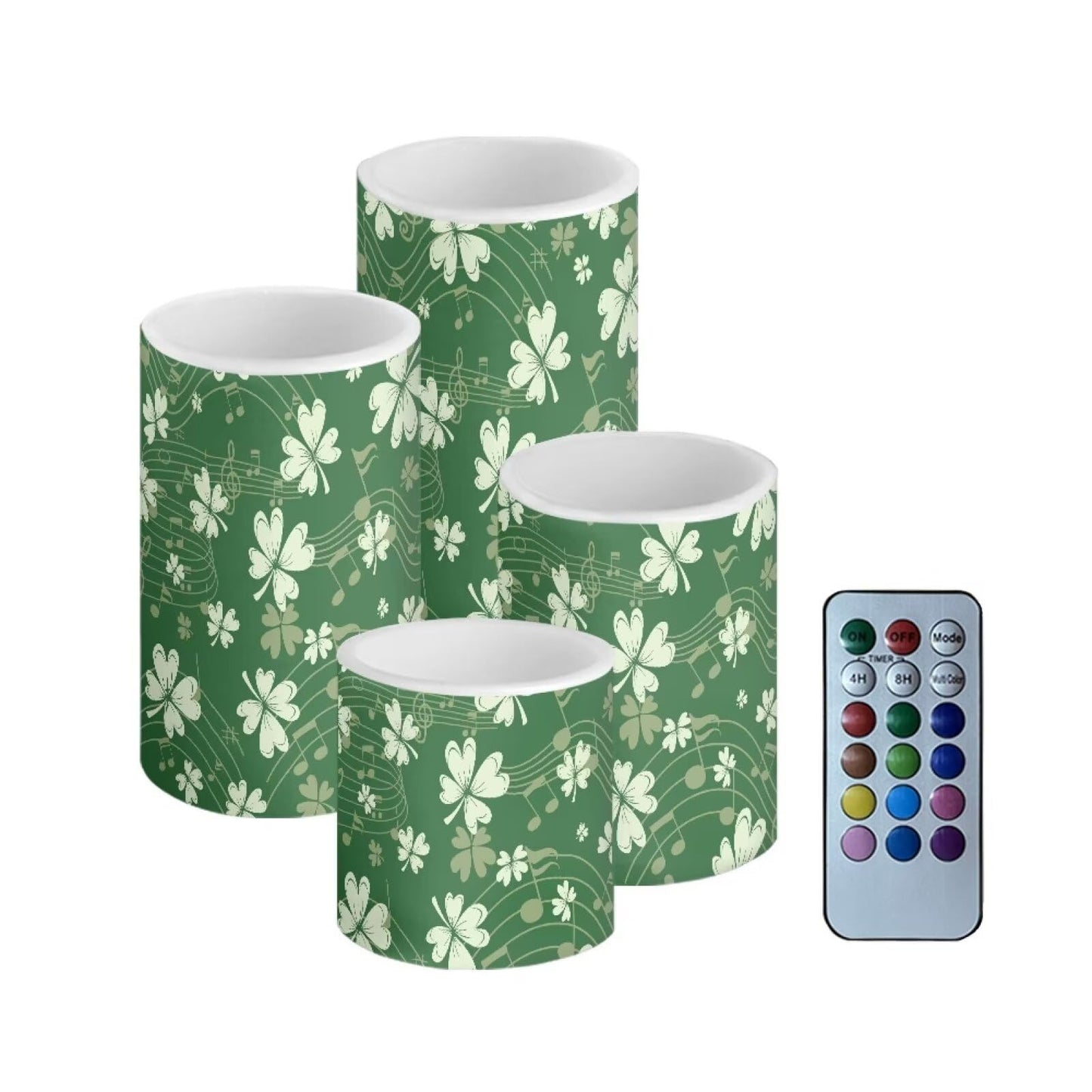 NETILGEN Flameless Electric LED Candles Decorative Lamp with Remote Timer Control Long Lasting for Home Indoor Outdoor Party St.Patrick Day Decoration Set of 4, Green Grass Music