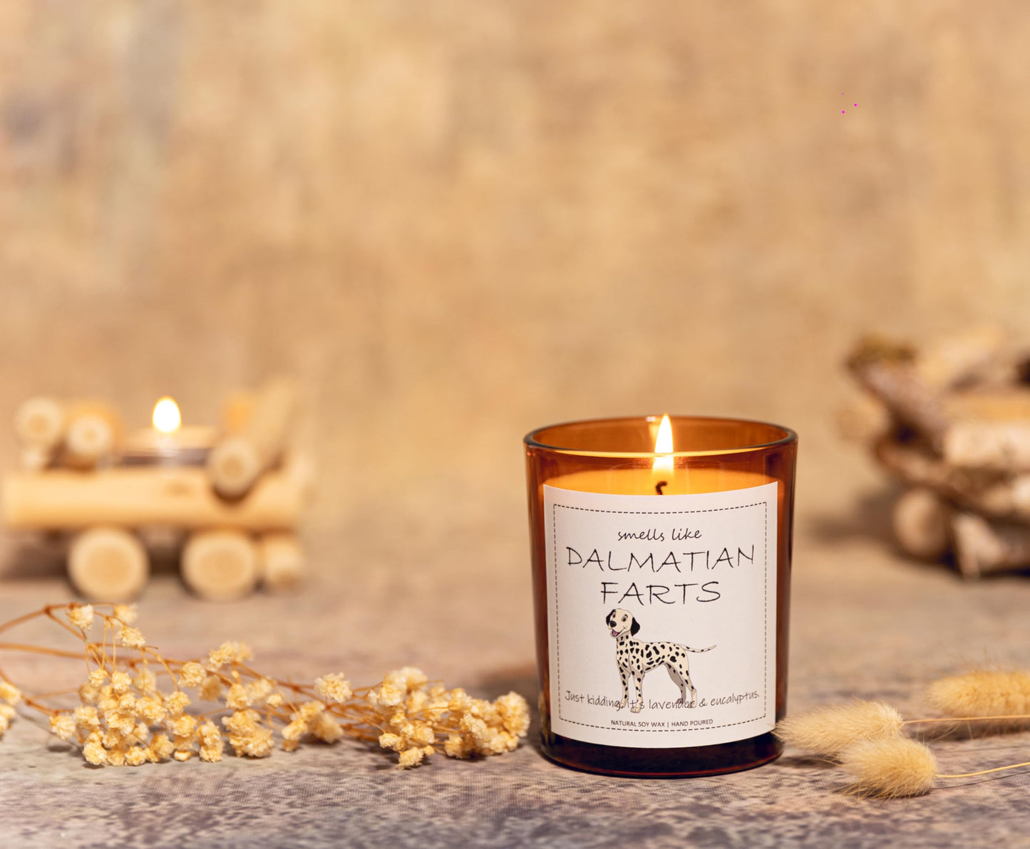 Dalmatian Gifts & Decor, Dog Mom Gifts for Women, Smells Like Dalmatian Farts Candle - Lavender & Eucalyptus, Crafted by Natural Soy Wax & Natural Essential Oils