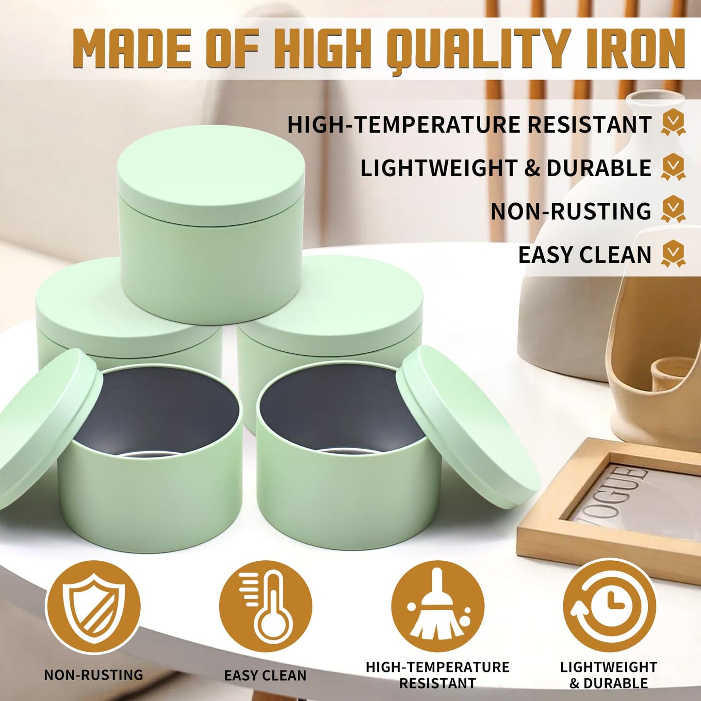 YJHSS 24-Pack 8oz Candle Tins with Lids, Metal Candle Jars for Candle Making, Empty Containers Vessels Bulk for Small Business & Beginners DIY Storage -Green