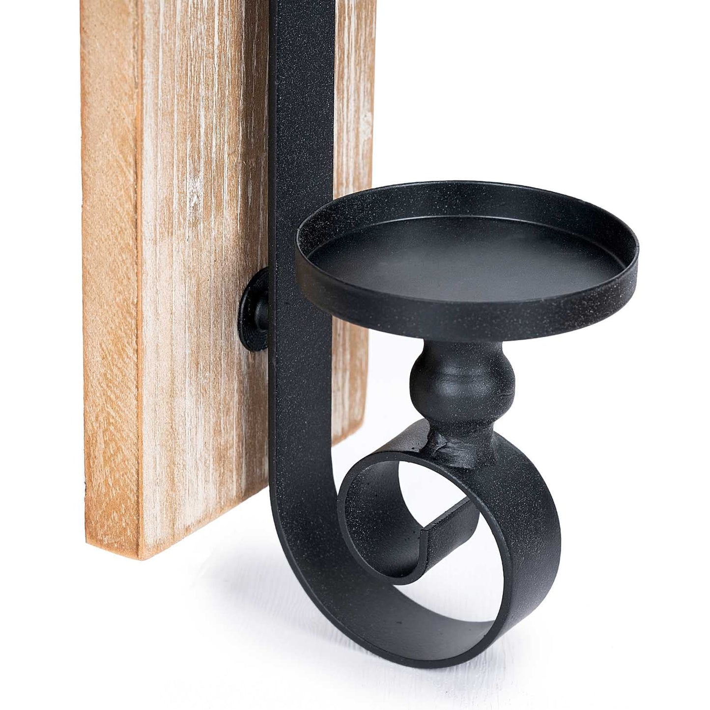 Wall Sconce Candle Holder (Set of 2) Black Wall-Mount Metal and Wooden Candle Holders for Living Room, Bathroom, Dining Room