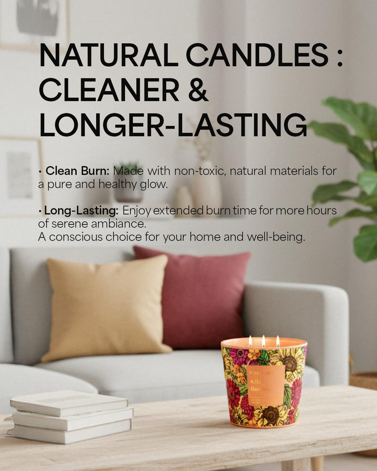 Wild Flowers Scented Candle, 30oz Natural Soy Wax, Large 3 Wicks Luxury Aromatherapy | Natural Candles Non-Toxic | 100+ Hour Clean Burn,Long Lasting Big Candles for Home Decor,Stress Relief,SPA